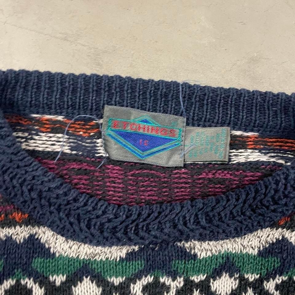 Vintage vintage y2k striped etchings patterned sweater Size US L / EU 52-54 / 3 - 3 Thumbnail