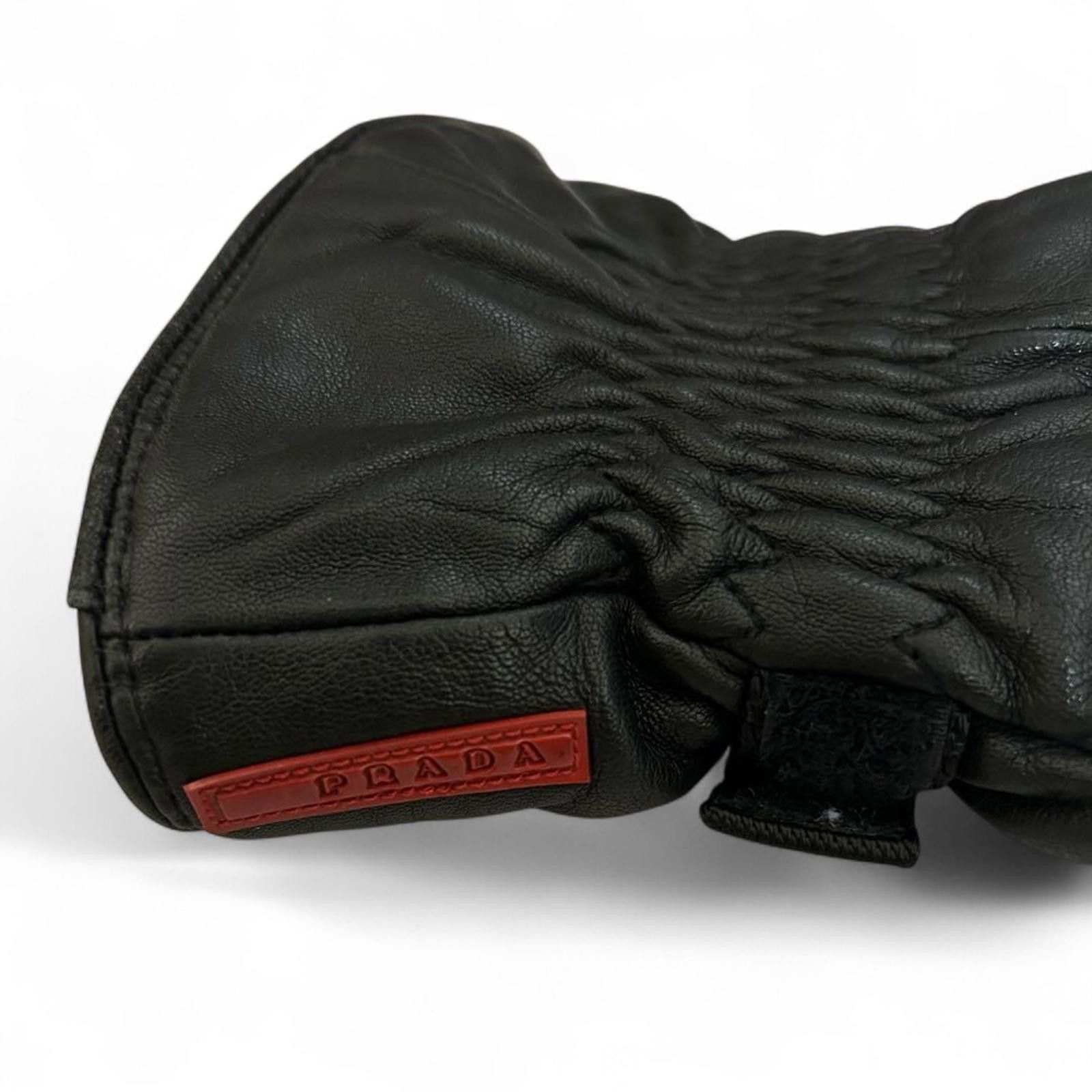 Prada Prada - Black Leather Ice Hockey Protective Gloves Size ONE SIZE - 4 Thumbnail
