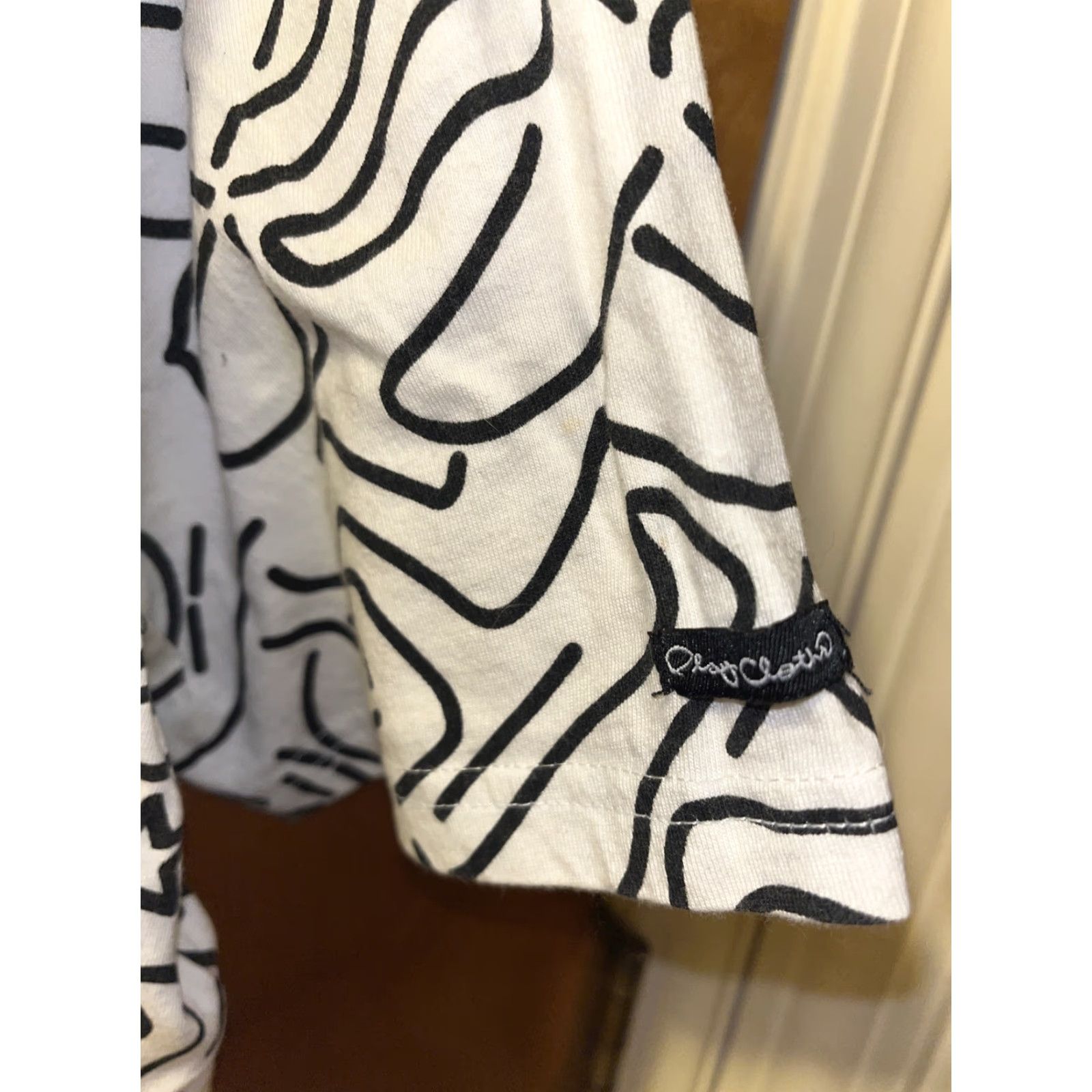 Vintage Play Cloths Mens Large White Black Geometric Lines Red Gray Black Stripe T Shirt Size US L / EU 52-54 / 3 - 5 Thumbnail