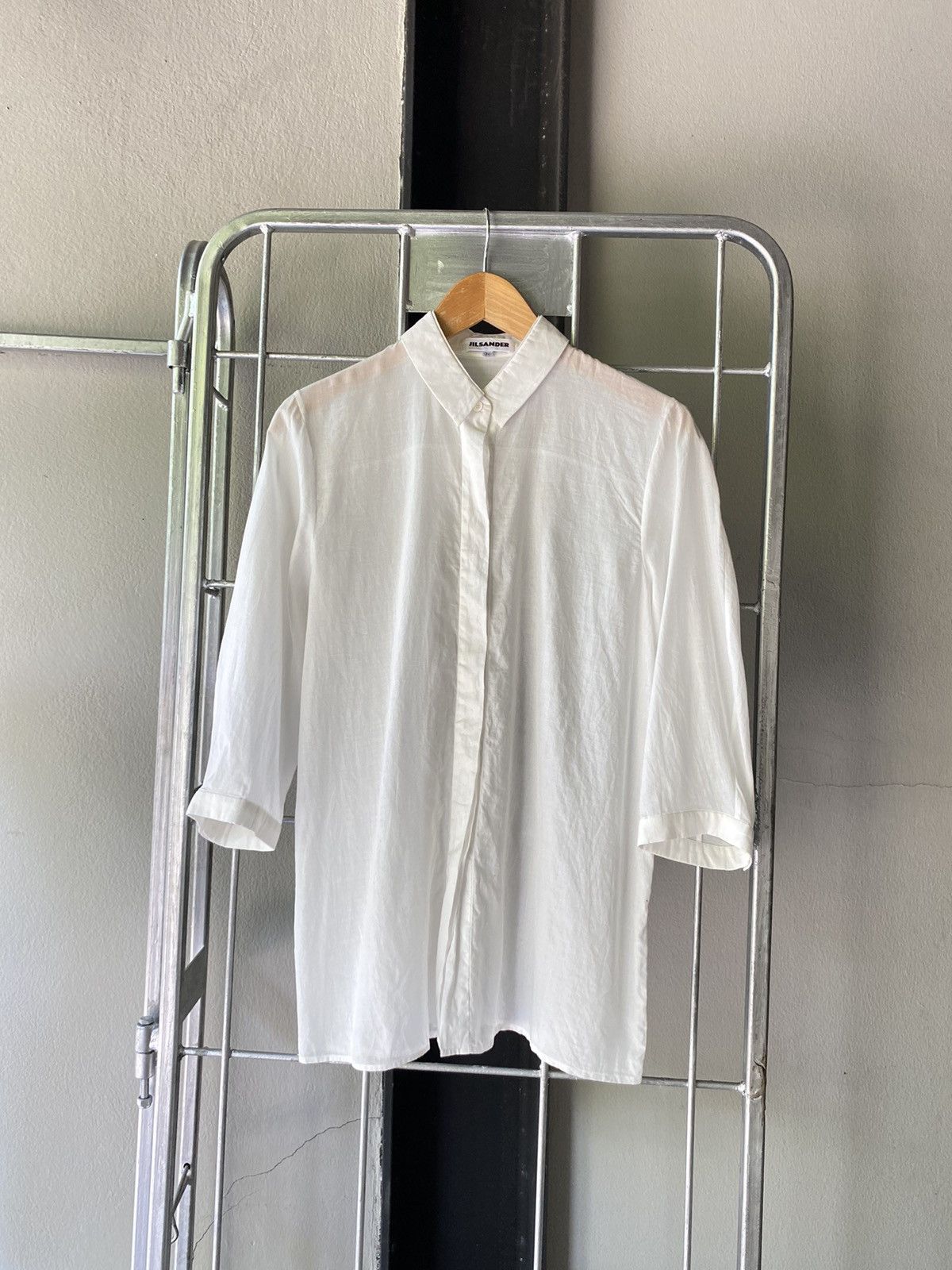 Jil Sander Jil Sander 3/4 Sleeve White Shirt Size XXS / US 00 / IT 34 - 1 Thumbnail