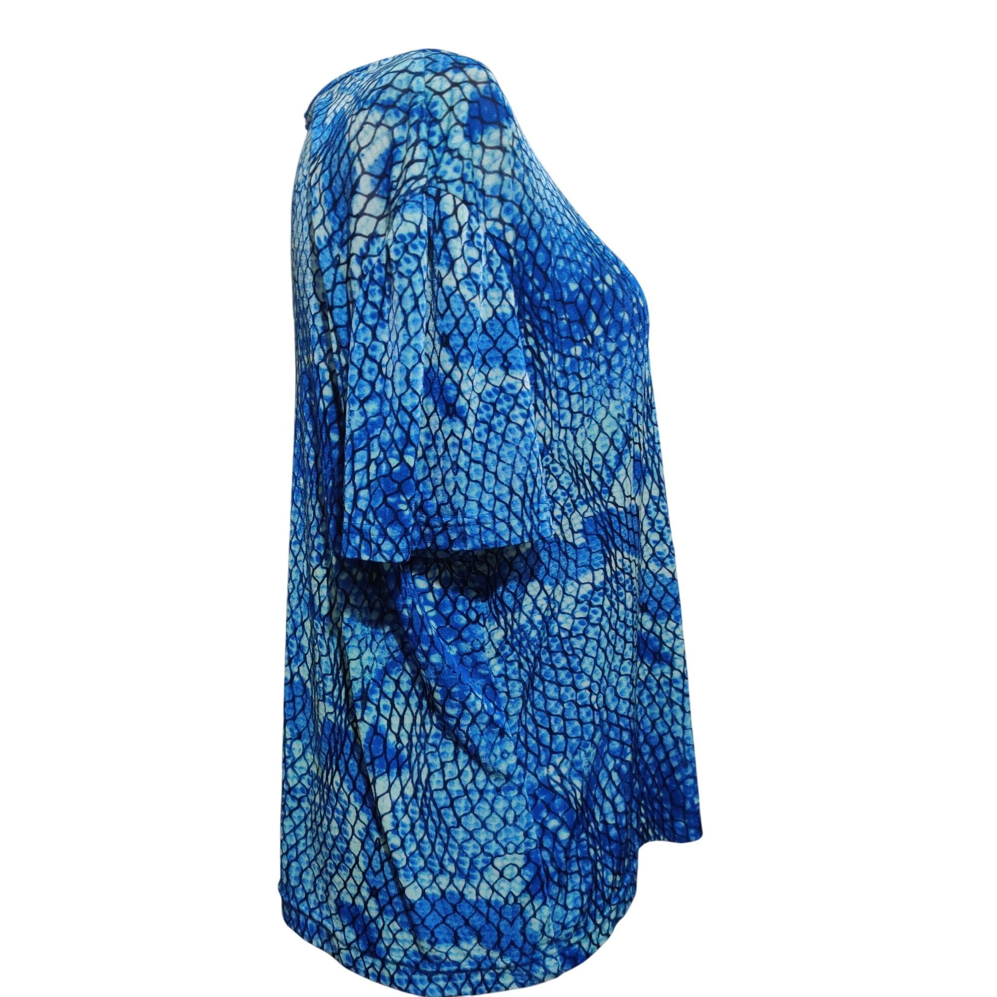 Other Jaclyn Smith XL Blue Snake Reptile Print Stretchy Top Bold Y Size XL / US 12-14 / IT 48-50 - 3 Thumbnail