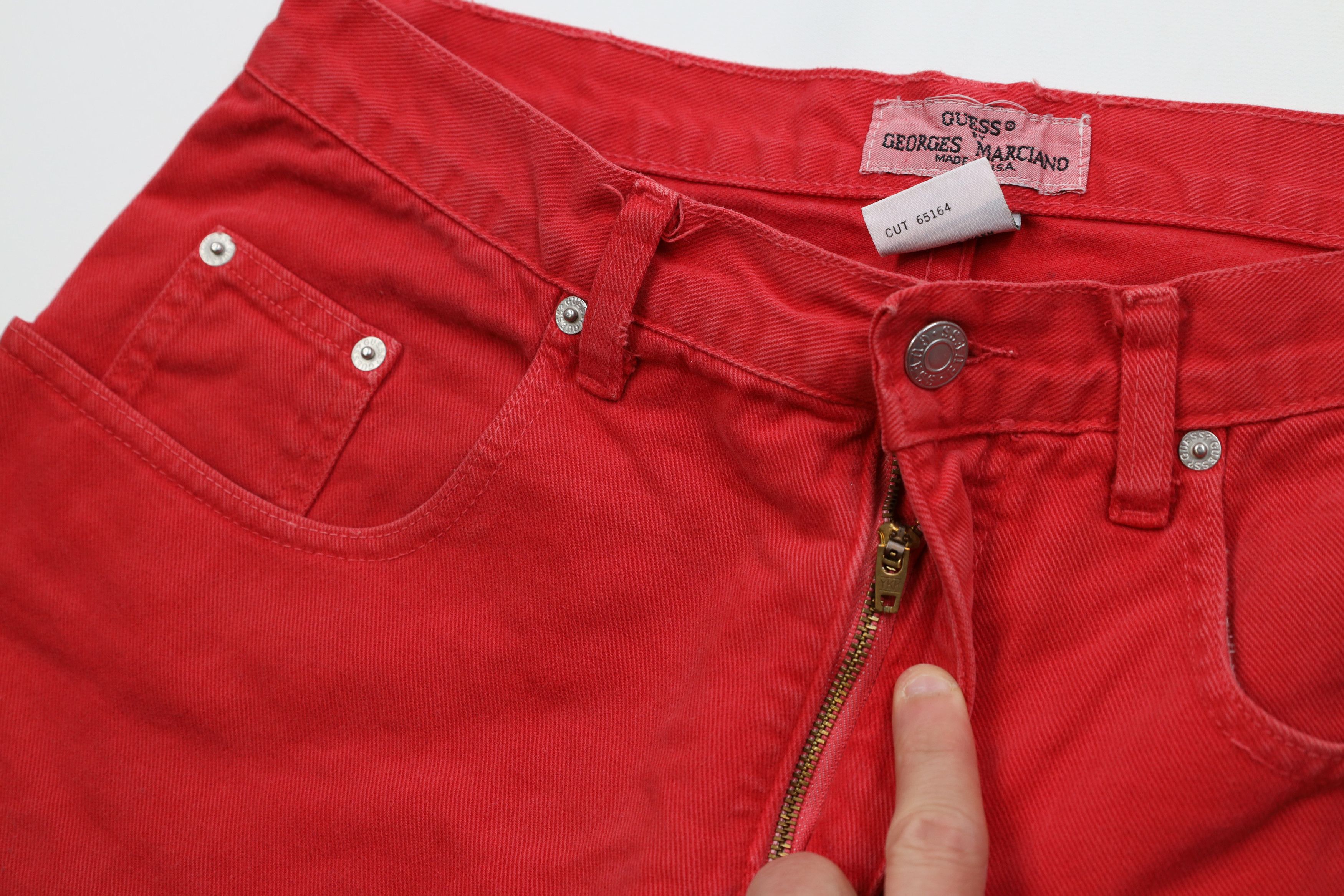 Guess Vintage 90s Guess Spell Out Denim Jean Shorts Red Cotton USA Size US 31 - 5 Thumbnail