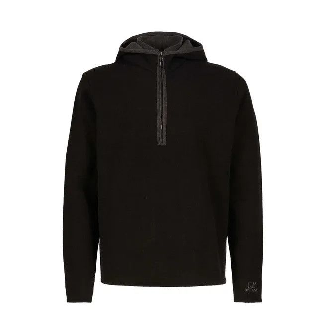 C.P. Company o1y1224 Embroidered Logo Hooded Sweater in Black Size US S / EU 44-46 / 1 - 1 Thumbnail