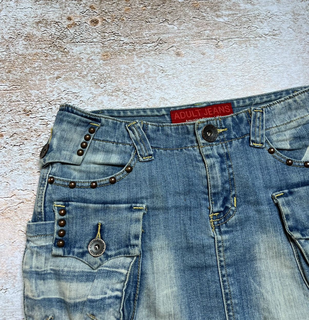 Japanese Brand Vintage cargo denim mini skirt Size 28" / US 6 / IT 42 - 4 Thumbnail