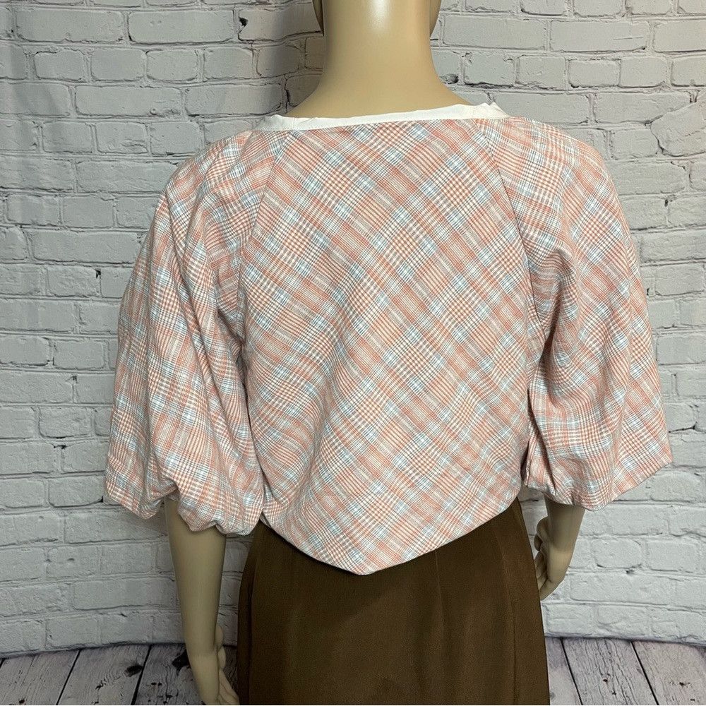 Other NWT New dRA Plaid Puff Sleeve Crop Top Size L Size L / US 10 / IT 46 - 6 Thumbnail
