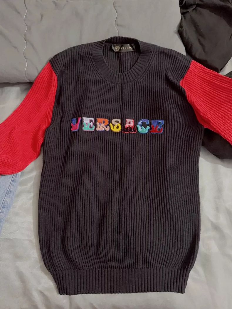 Versace Versace Red Blue Crewneck Sweater - dmc Size US M / EU 48-50 / 2 - 1 Thumbnail