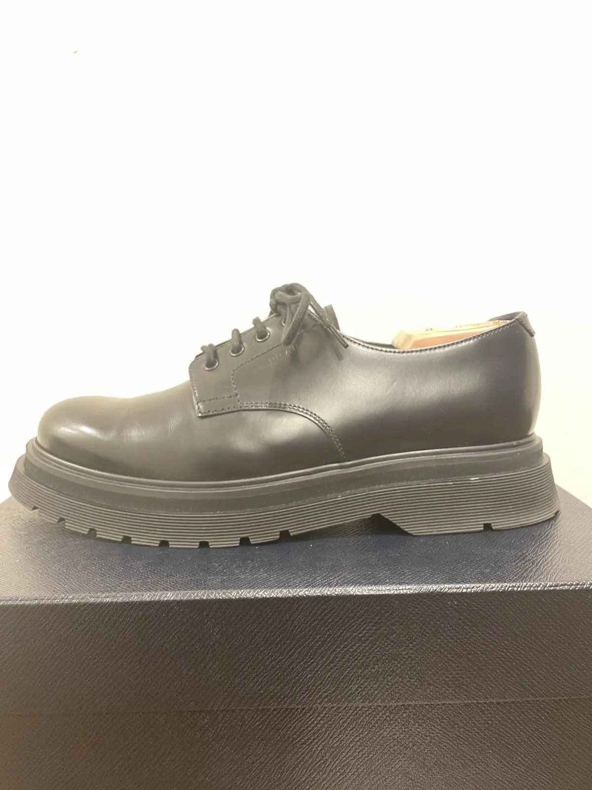 Prada Black Leather Chunky Platform Lace-up Derbys Size US 9 / EU 42 - 3 Thumbnail