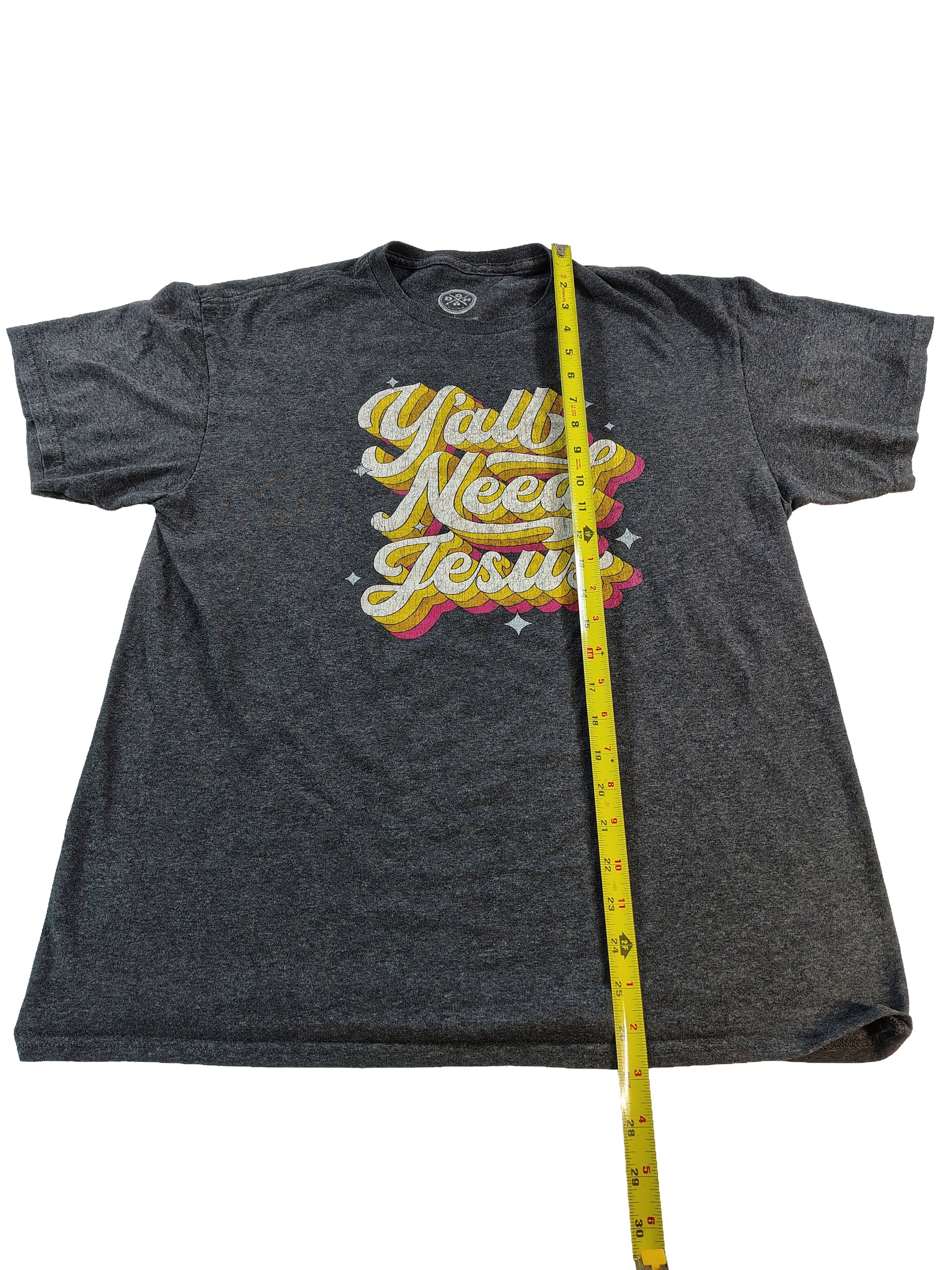 Other Men's Large Dark Grey "Ya'll Need Jesus" Graphic T-Shirt Size US L / EU 52-54 / 3 - 3 Thumbnail
