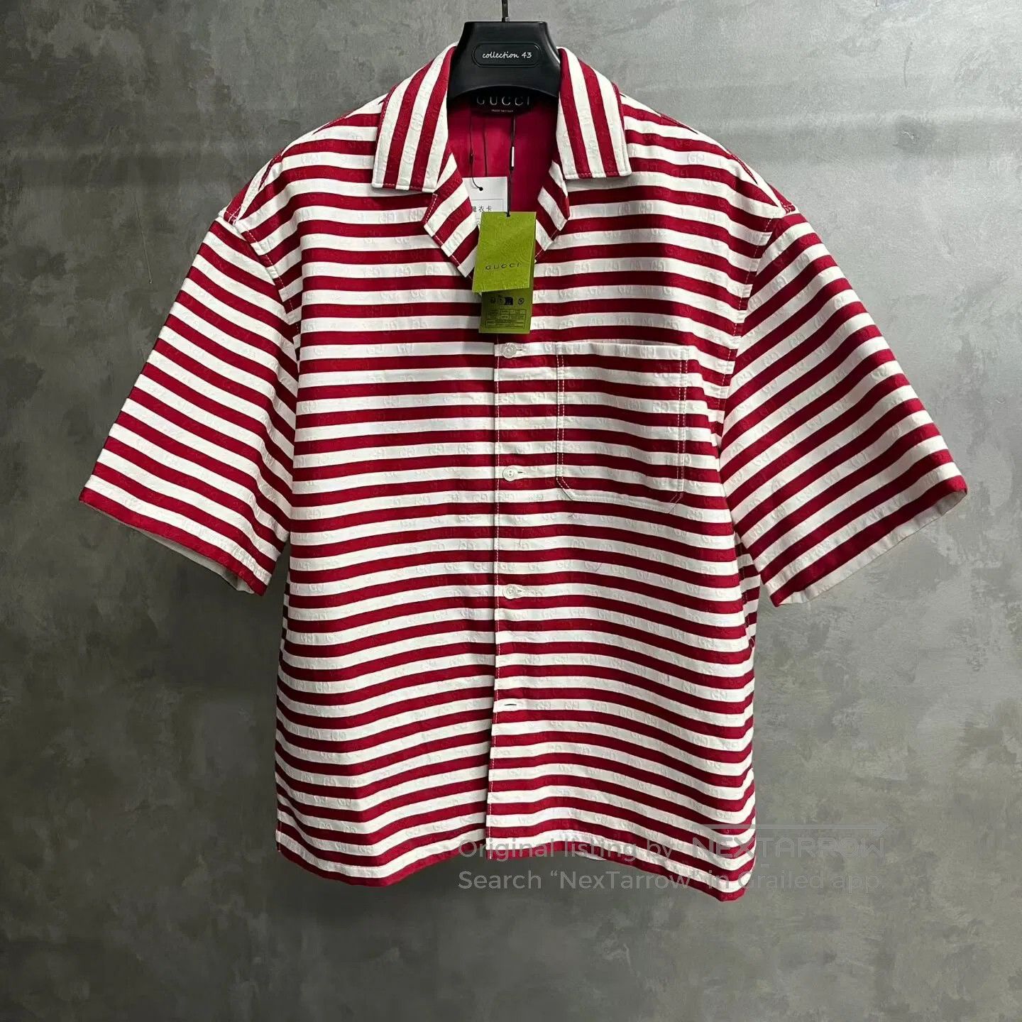 Gucci Guicci Red printed cotton jacquard striped shirt| Size US M / EU 48-50 / 2 - 1 Thumbnail