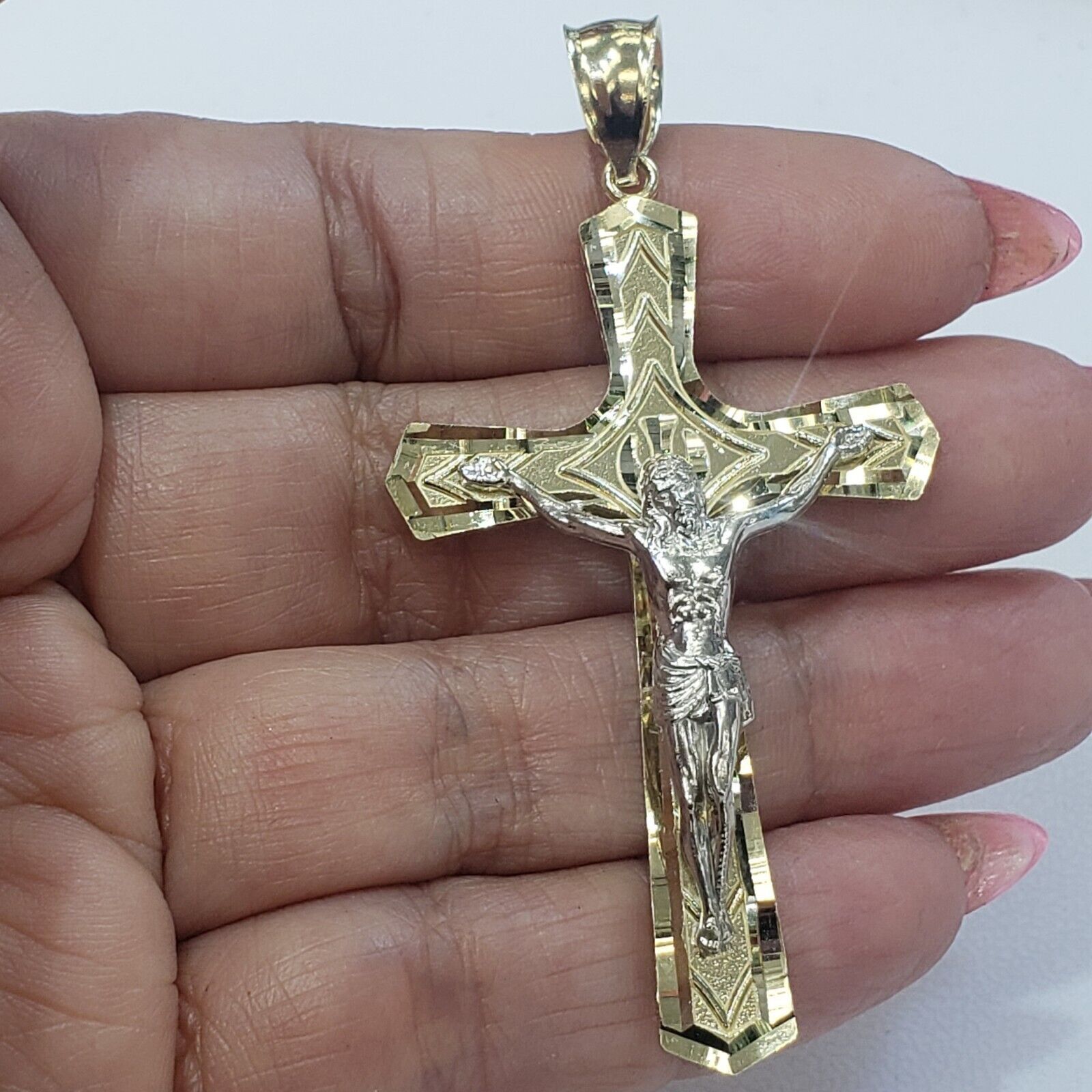 Other Big Two tone 14k Gold Jesus Crucifix Cross Pendant Size ONE SIZE - 21 Thumbnail