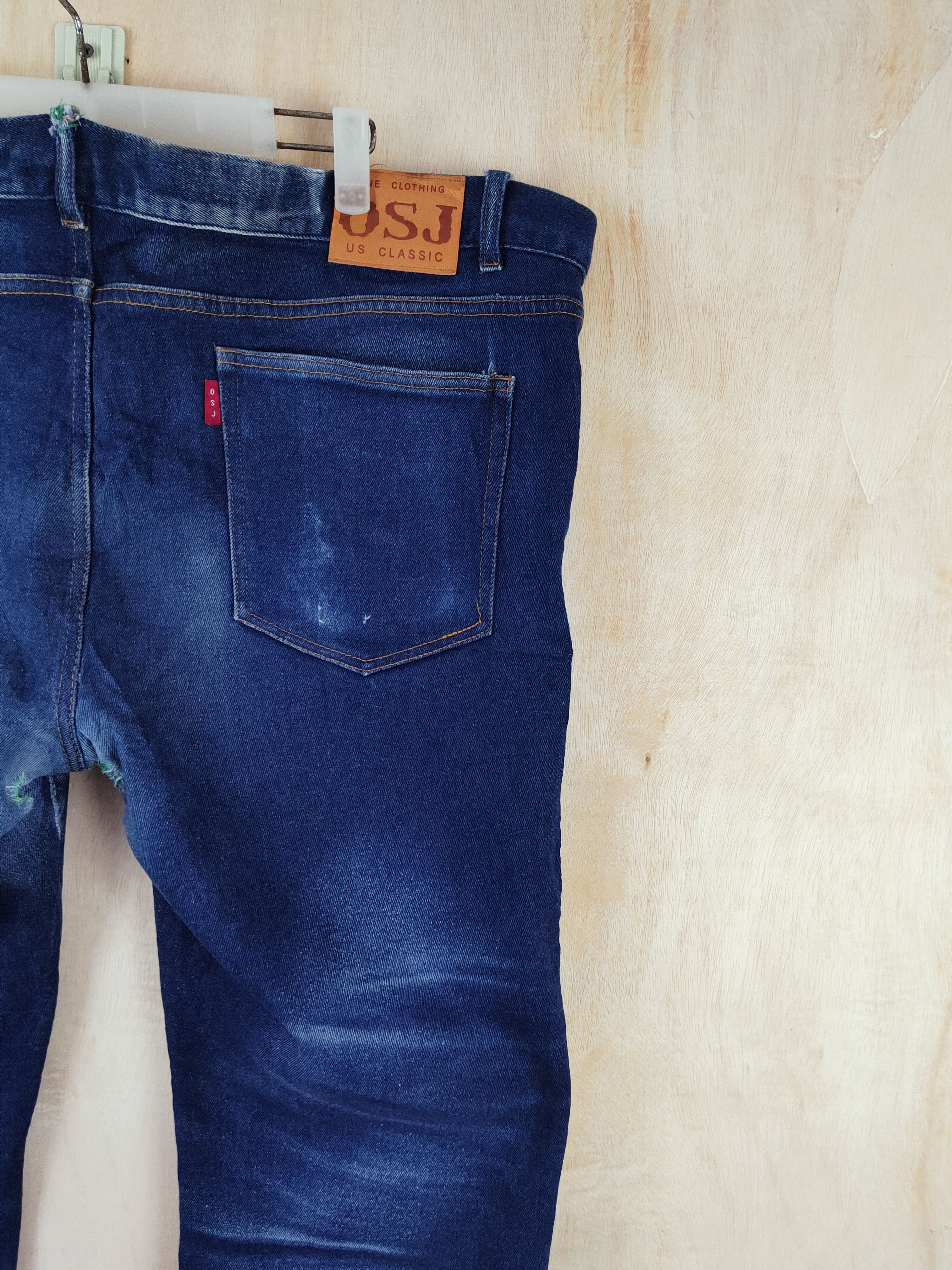 Japanese Brand *Waist 47*OSJ Blue Distressed Ripped Jeans #S2650 Size US 44 / EU 60 - 14 Thumbnail