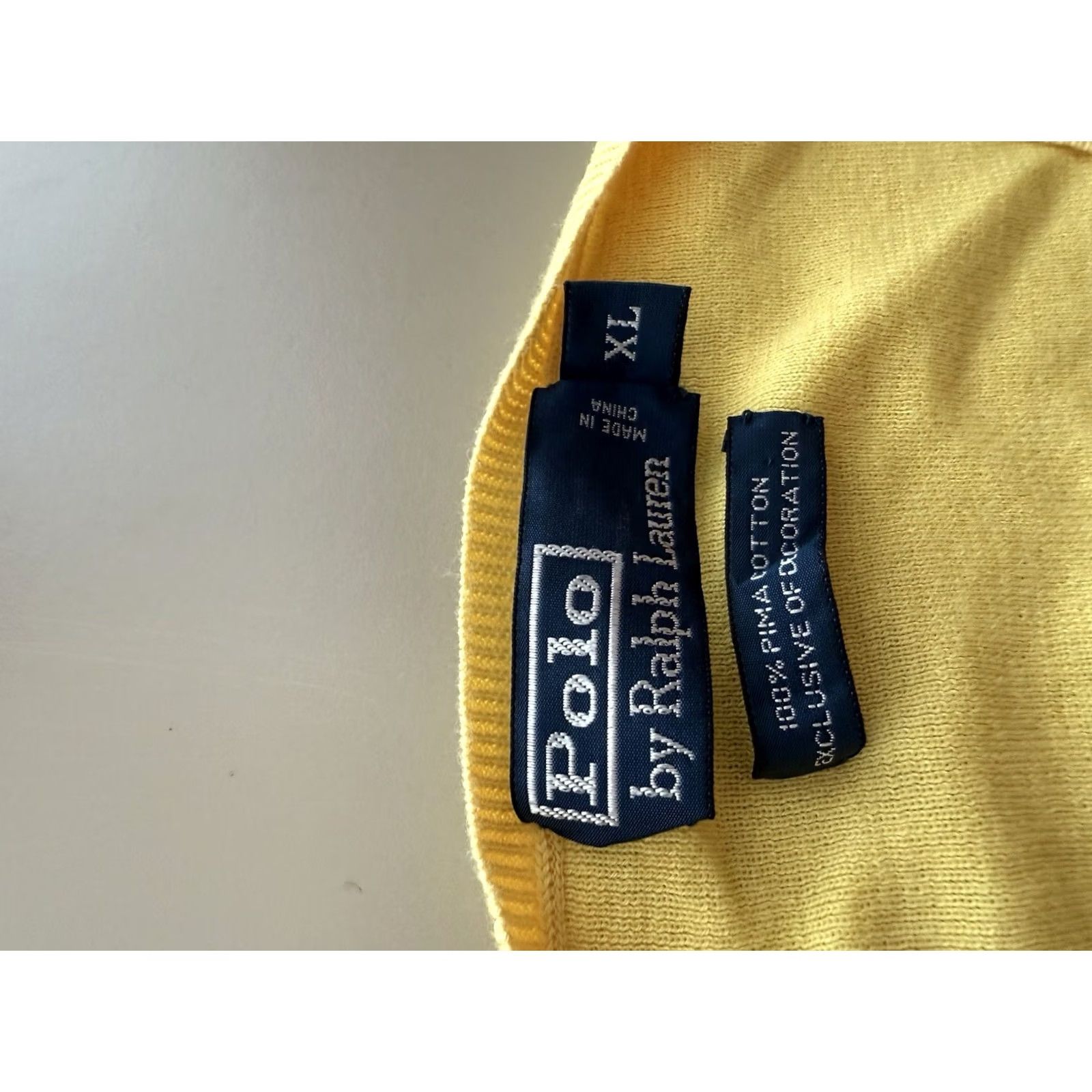 Polo Ralph Lauren Polo Ralph Lauren Men's XL Pullover Sweater V-Neck Yellow Pima Cotton Classic Size US XL / EU 56 / 4 - 4 Thumbnail