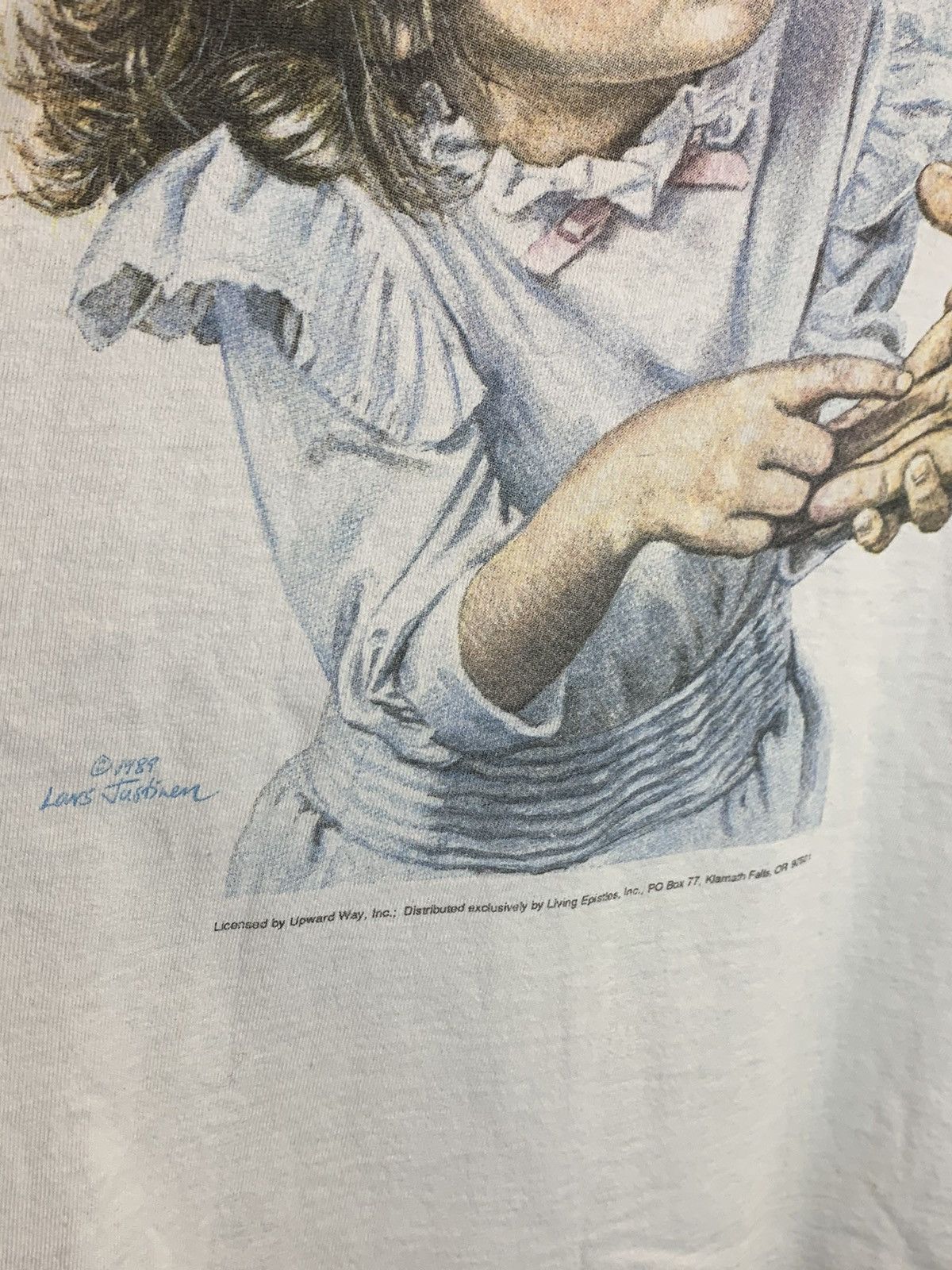 Vintage *RARE* Vintage 80’s Jesus What Happened To Your Hand T-Shirt Size US L / EU 52-54 / 3 - 5 Thumbnail