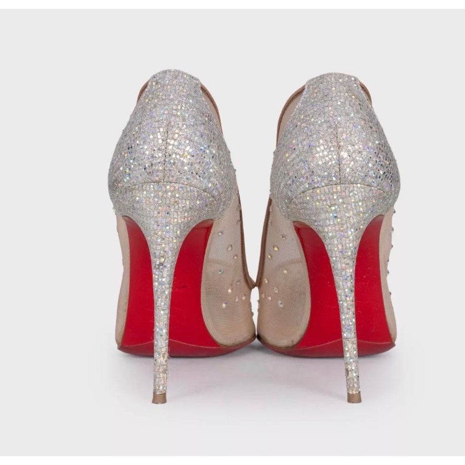 Christian Louboutin Christian Louboutin Beige Crystal Mesh Pumps - Size 37.5 Size US 7.5 / IT 37.5 - 4 Thumbnail