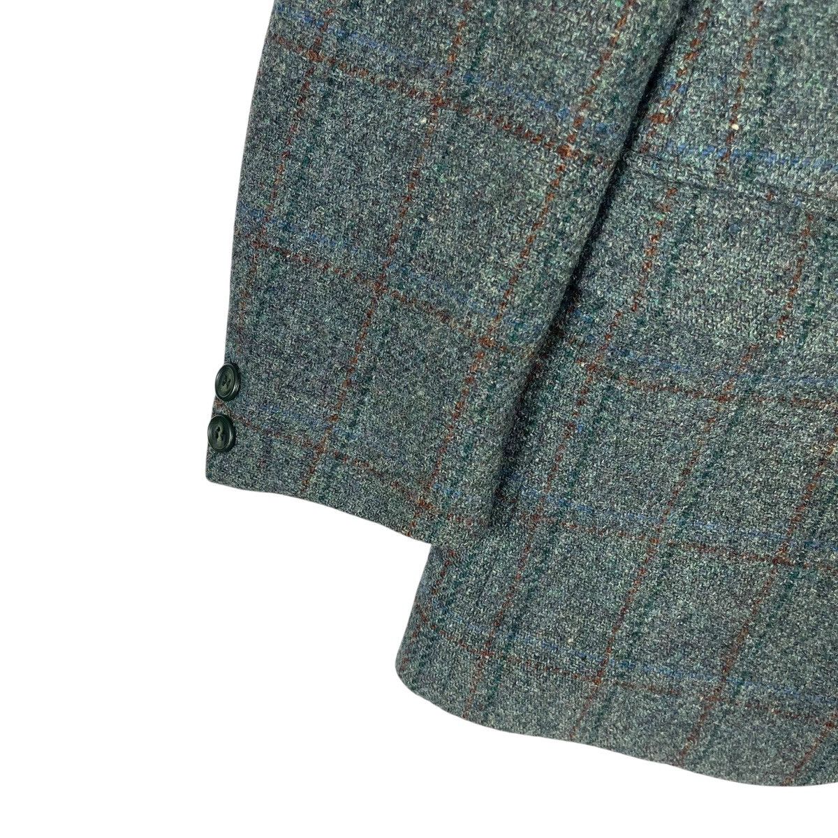 Harris Tweed Vintage 80s Harris Tweed Atelier Torino Blue Grey Plaid Wool Size 52R - 10 Thumbnail