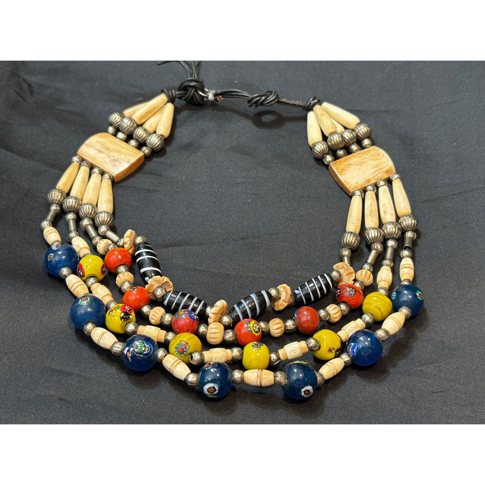 Other Multi-Strand Tribal Trade Bead Necklace Bone & Glass Beads Size ONE SIZE - 13 Thumbnail