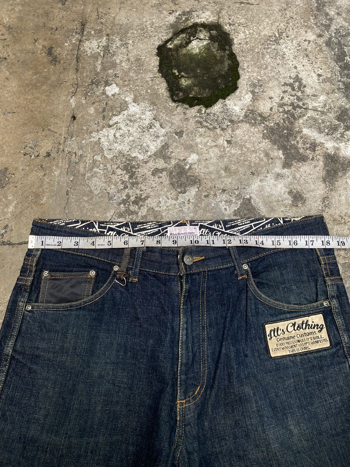Japanese Brand I’lls Clothing Yellow Embroidered Beyond Script Deep Blue Size US 36 / EU 52 - 7 Thumbnail