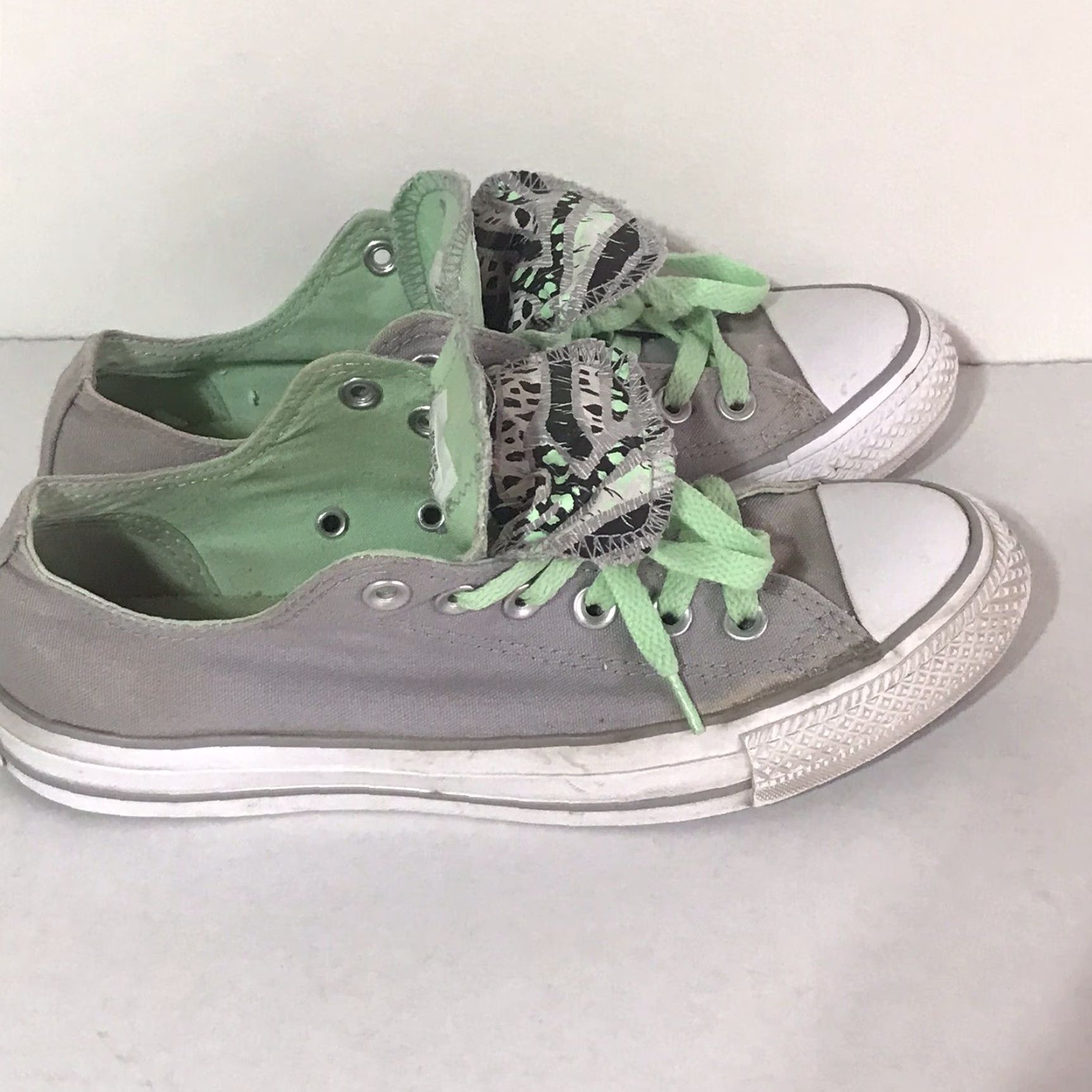 Converse VINTAGE Converse All Star Low Top Sneakers Women’s Size 8 Gray Mint String Casual Athletic Size M / US 6-8 / IT 42-44 - 5 Thumbnail