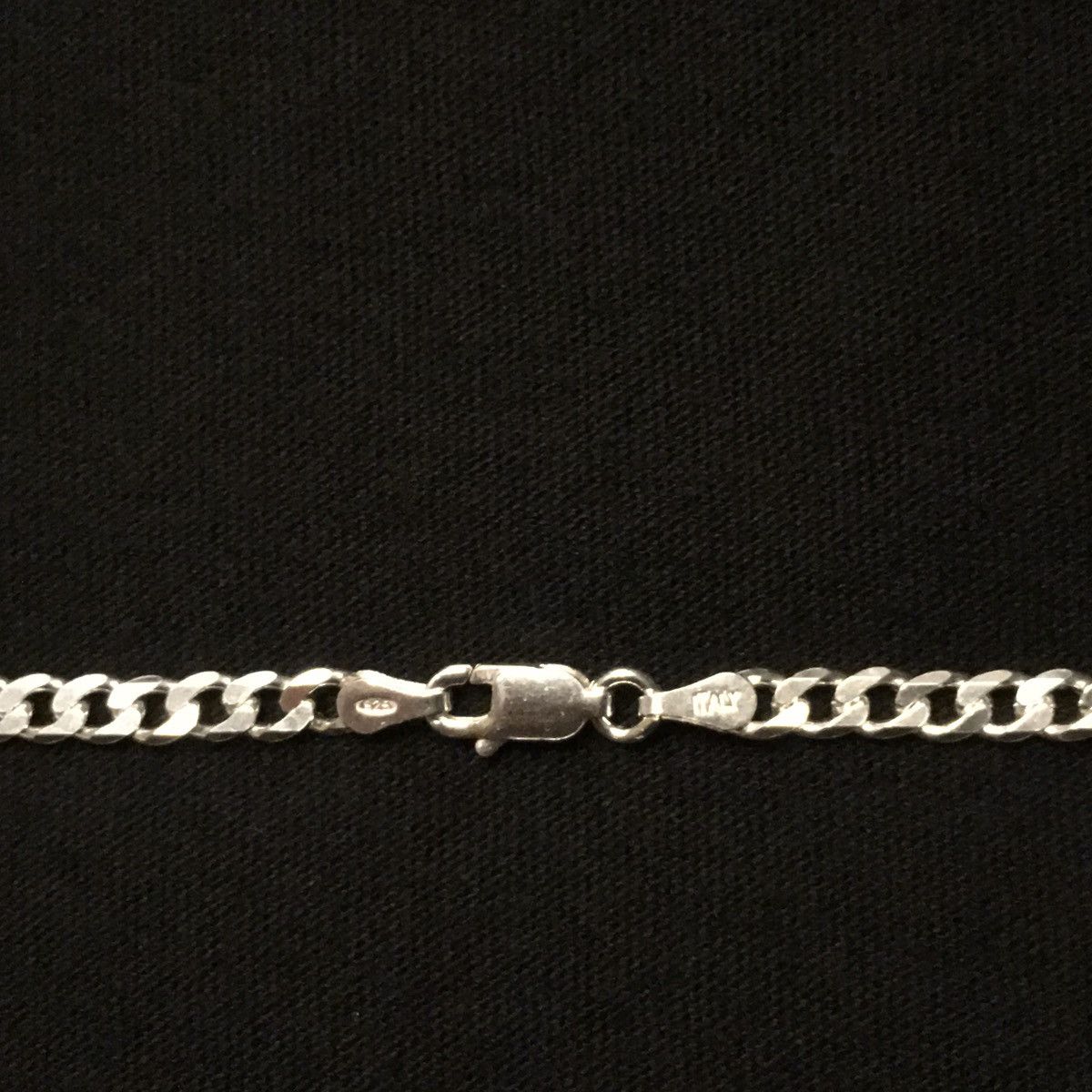 Jewelry Real Solid Silver Chain Cuban Link Necklace 20in 4mm 925 Size ONE SIZE - 2 Thumbnail