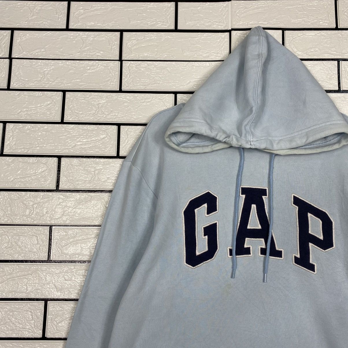 Japanese Brand 📌Baby Blue Gap Hoodie Pull Over Embroidery Size US L / EU 52-54 / 3 - 8 Thumbnail