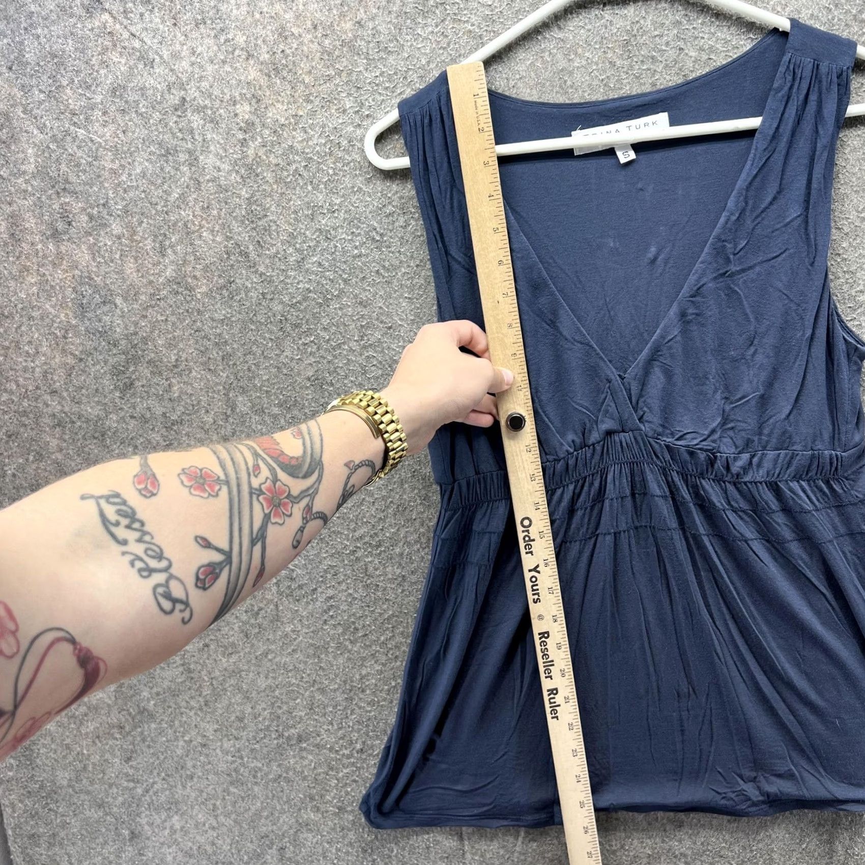 Trina Turk VINTAGE Trina Turk Tank Top Womens Small Blue Modal V-Neck Sleeveless Empire Waist Soft Size S / US 4 / IT 40 - 6 Thumbnail