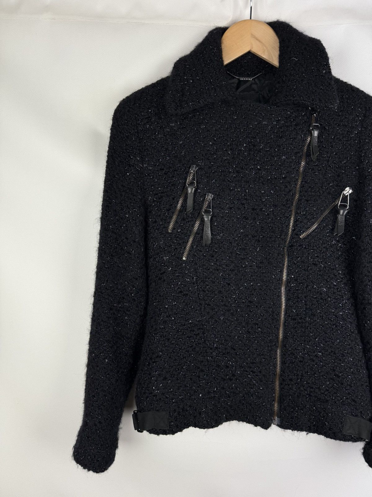 Versace × Versus Versace × Vintage Versus Versace Vintage Ladies Wool Biker Jacket Size 26 / 40 Size S / US 4 / IT 40 - 2 Thumbnail