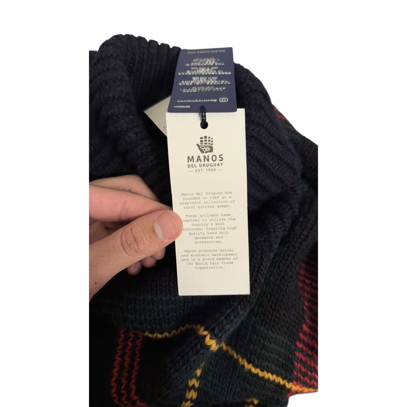 Polo Ralph Lauren Hand-Knit Plaid Wool Sweater Size Medium