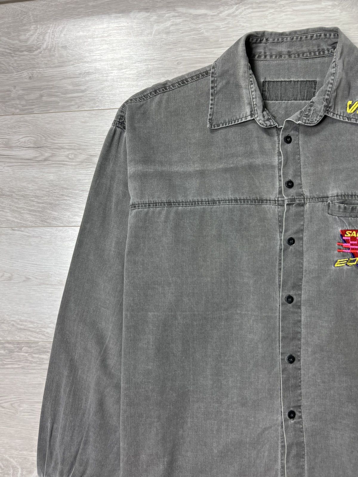 Salomon Vintage Equipe by Salomon Button Shirt Faded Grey Overshirt Size US L / EU 52-54 / 3 - 4 Thumbnail