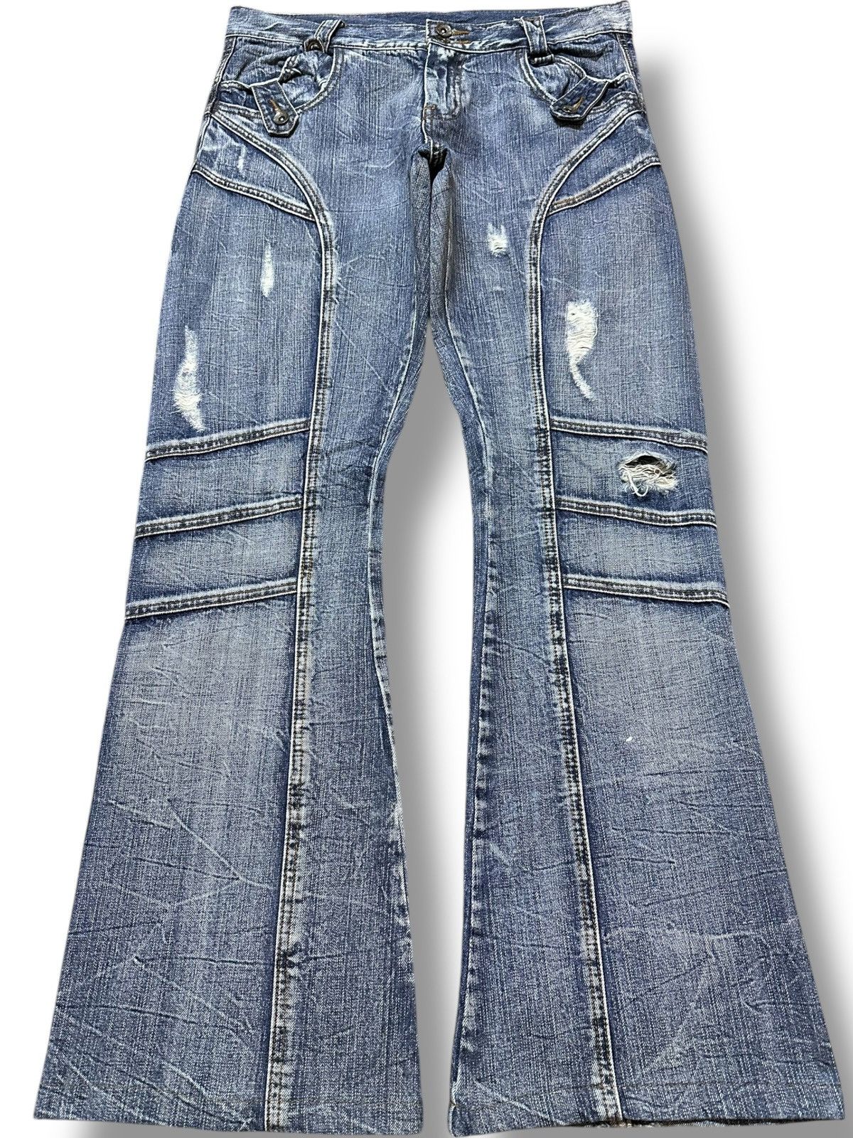 Vintage Semantic Design Flare Grunge Bondage Denim