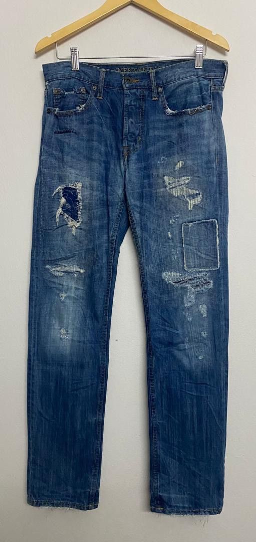 American Eagle Outfitters American Eagle Distressed Patchwork Denim Jeans Grunge Boro Size US 33 - 1 Thumbnail