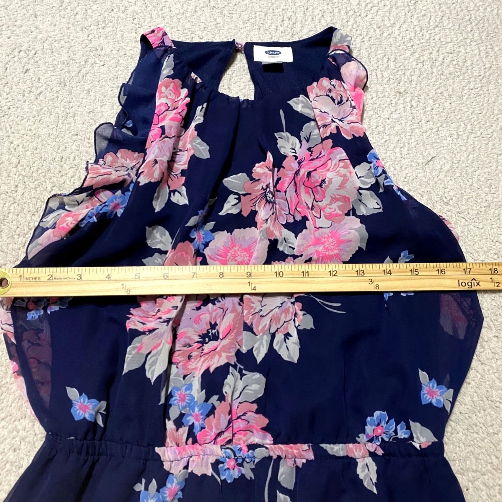 Old Navy Old Navy Womens Dress Maxi Floral Blue Chiffon Sleeveless Ruffle Keyhole Round Neck M Size M / US 6-8 / IT 42-44 - 6 Thumbnail