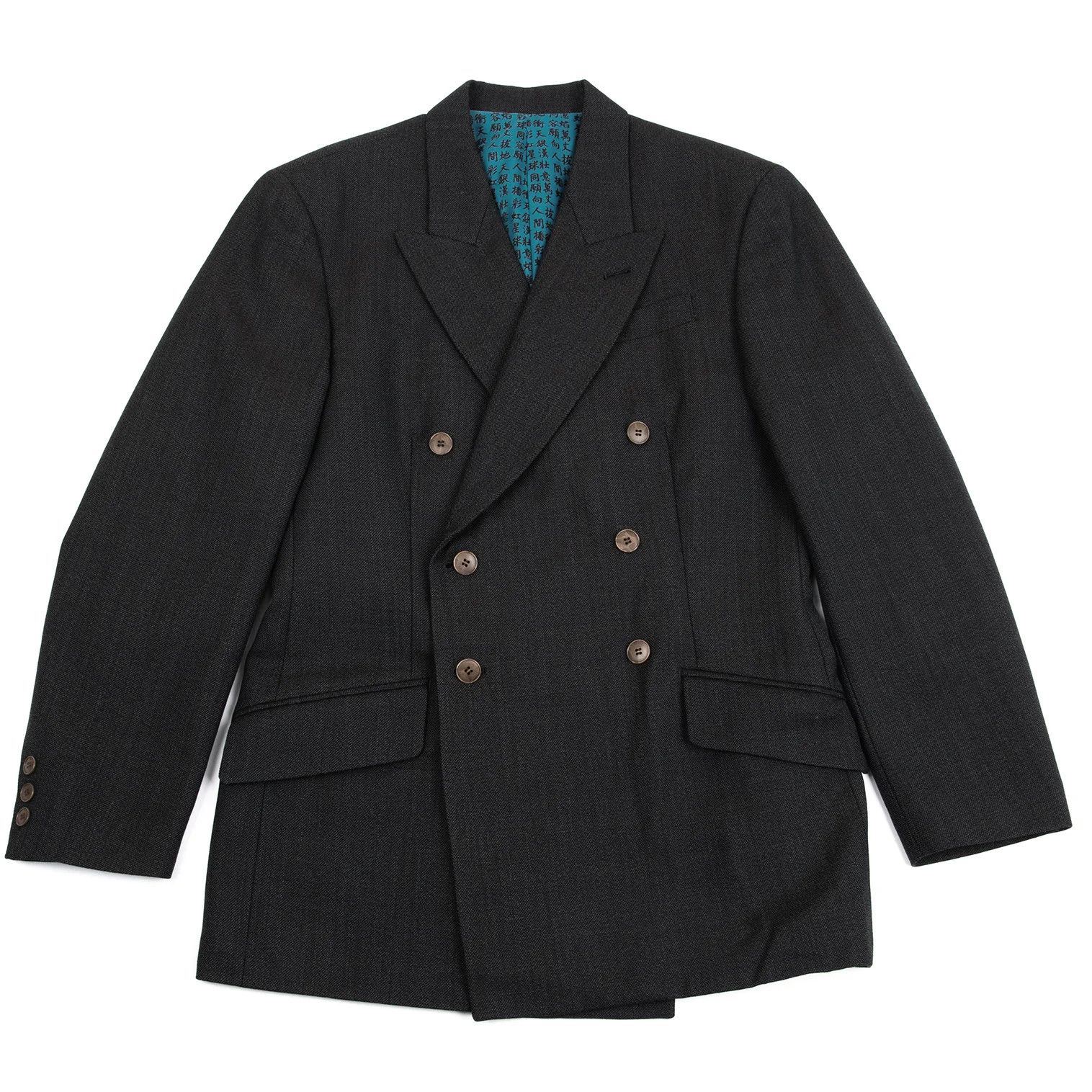 Jean Paul Gaultier Charcoal Peak Lapel Wool Jacket Size 48 Size US M / EU 48-50 / 2 - 2 Thumbnail