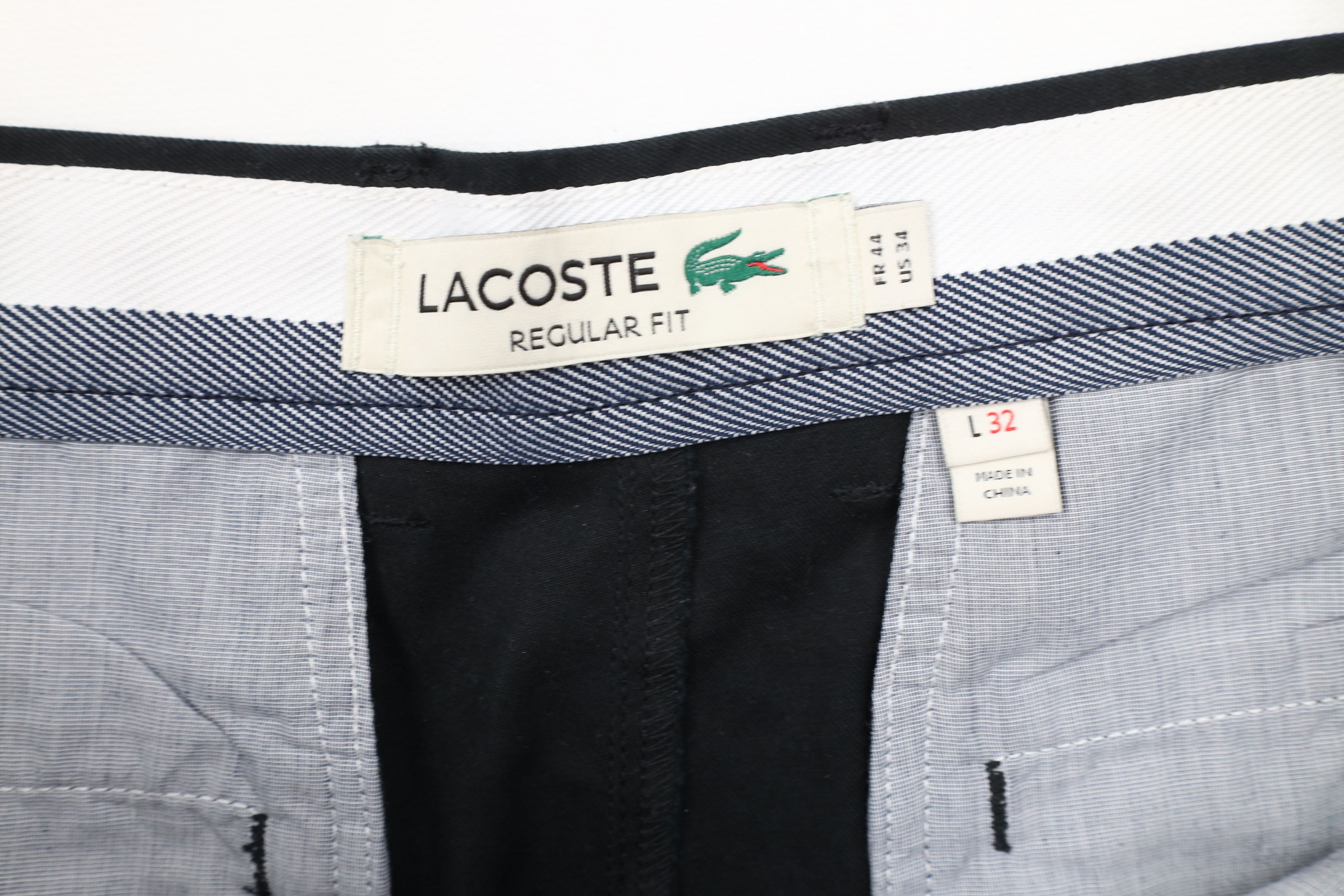 Lacoste × Vintage Lacoste Fit Distressed Flat Front Chino Pants Black Cotton Size US 34 / EU 50 - 8 Thumbnail