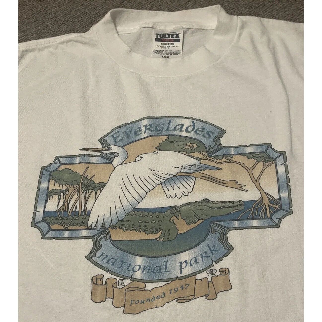Tultex Vintage 90s 1996 Large Everglades National Park Florida Bird Size US L / EU 52-54 / 3 - 3 Thumbnail