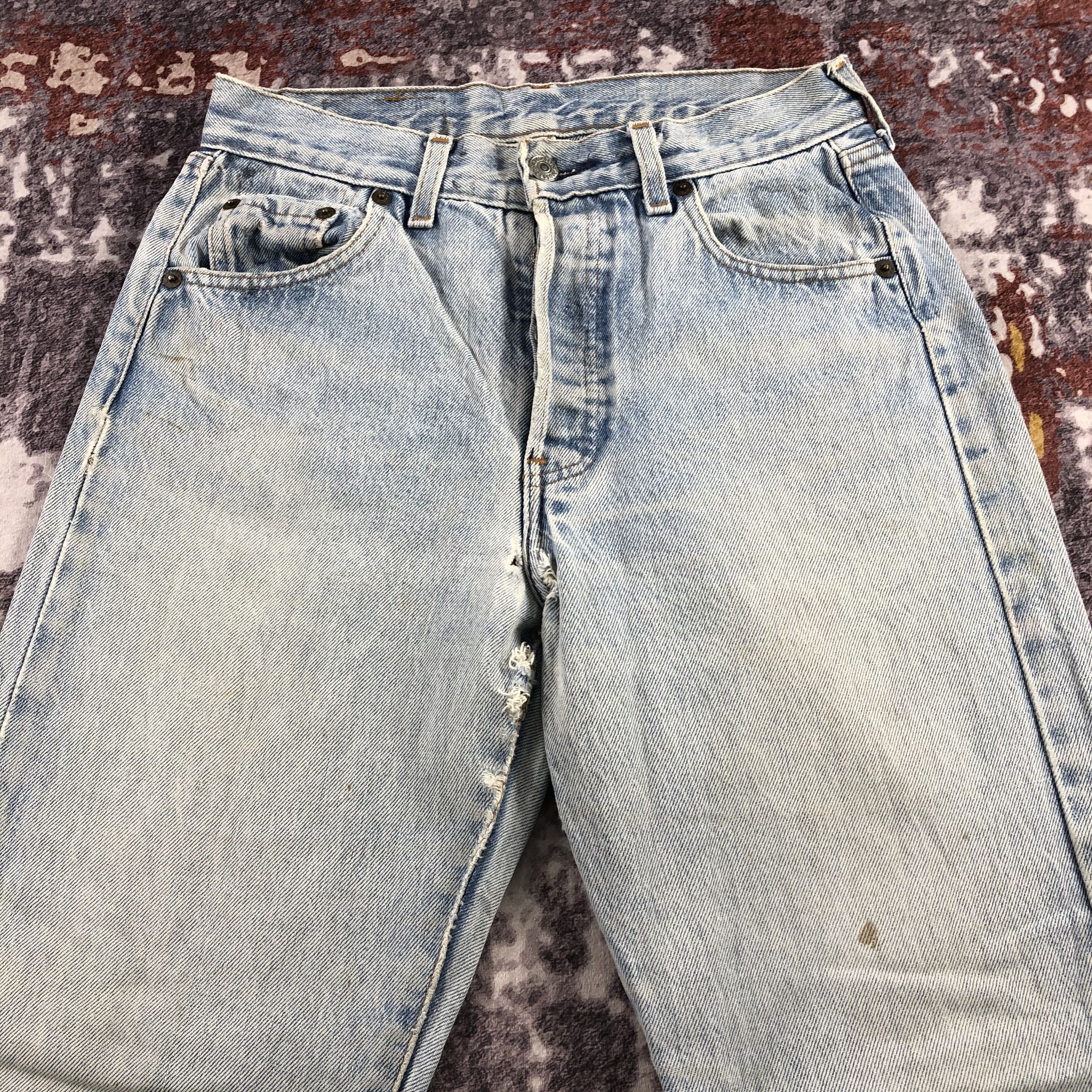 Levi's × Vintage 90s Vintage Ripped Levis 501 Jeans-JM2531 Size US 28 / EU 44 - 3 Thumbnail