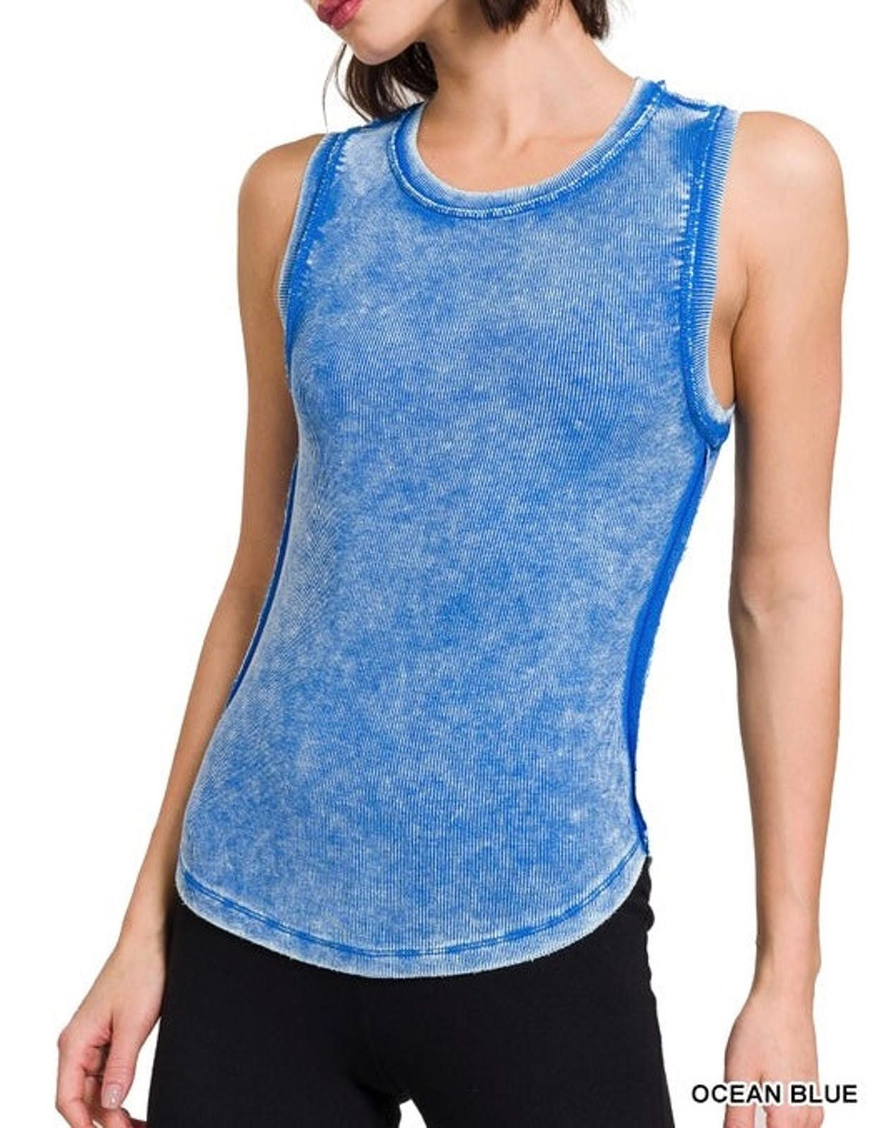 Other Washed Ribbed Tank Top with Exposed Seam Zenana Size S / US 4 / IT 40 - 2 Thumbnail