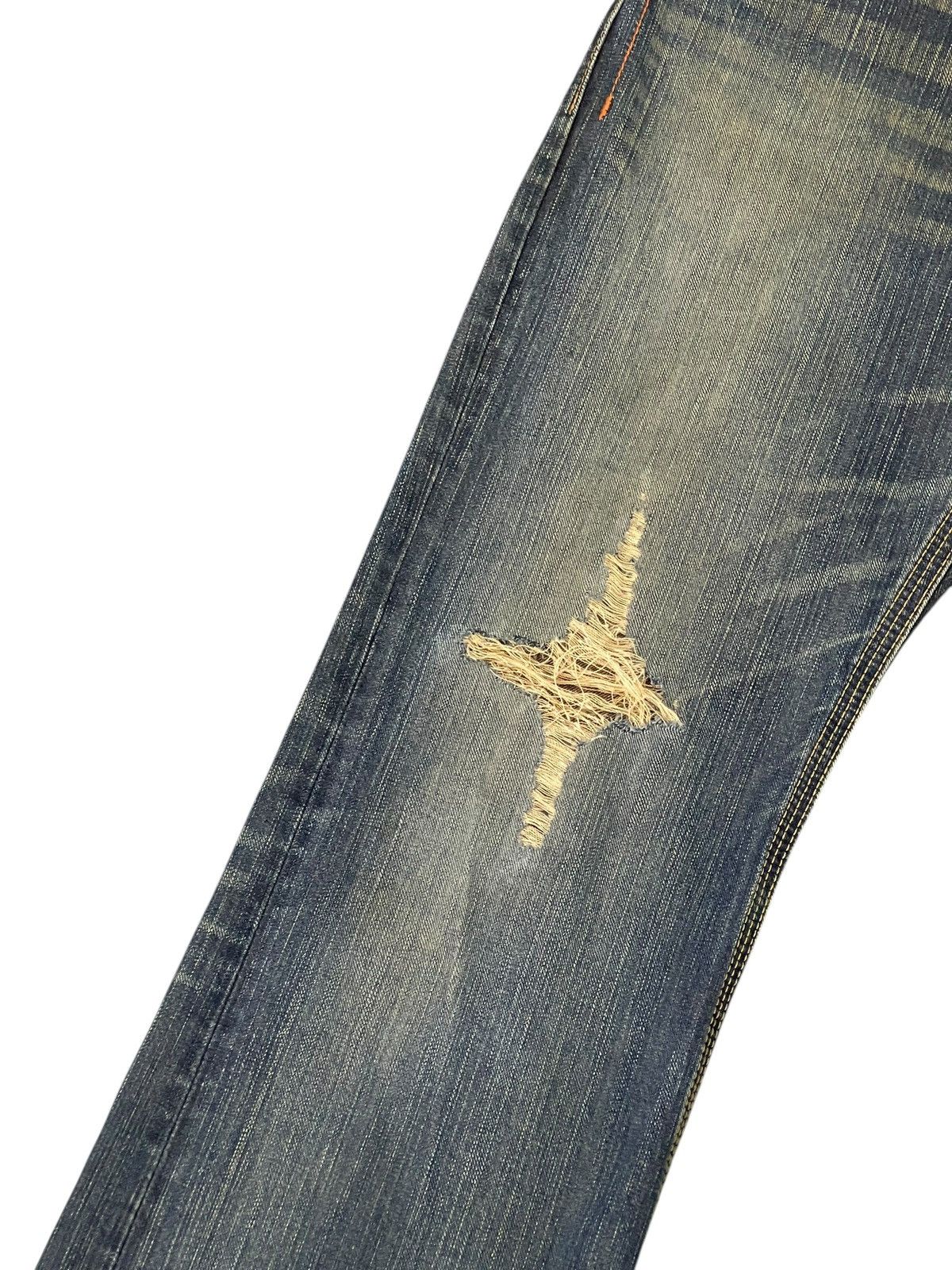 Edwin Flare Loose Jeans Edwin XVs Faded Distress Boot Cut 9🟦 Size US 33 - 6 Thumbnail