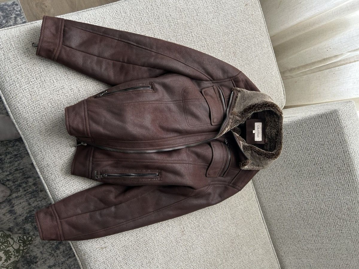 Calvin Klein Fur lined leather jacket Size US XL / EU 56 / 4 - 6 Thumbnail