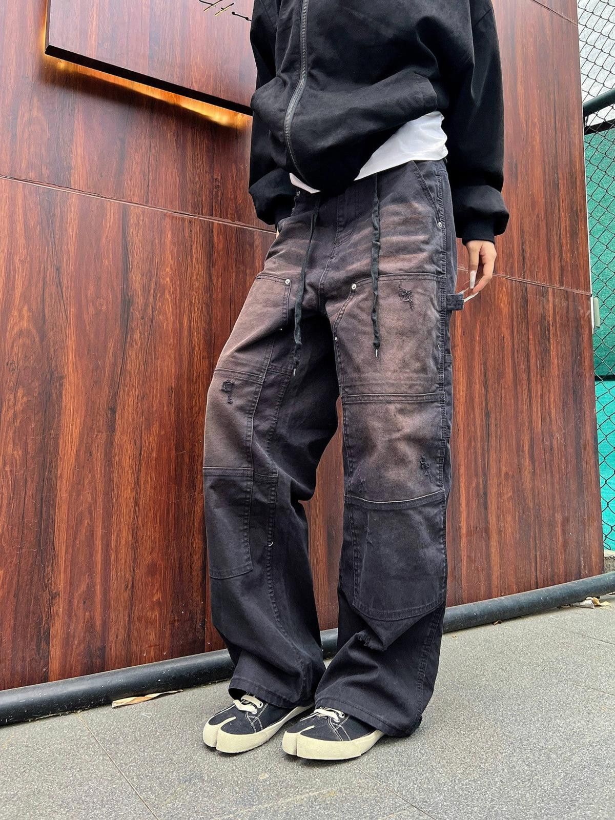 Vintage Bleached Carpenter Cargo Wide Leg Jeans Size 30" / US 8 / IT 44 - 2 Thumbnail