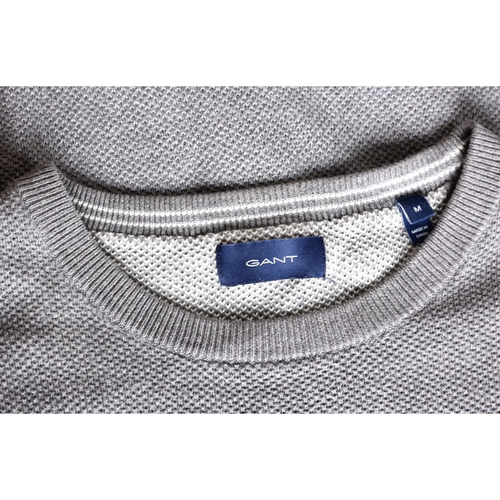 Gant VINTAGE GANT Pique Crew Neck Jumper Sweater Men M Grey Logo Classic Jumper Mens Size US M / EU 48-50 / 2 - 5 Thumbnail
