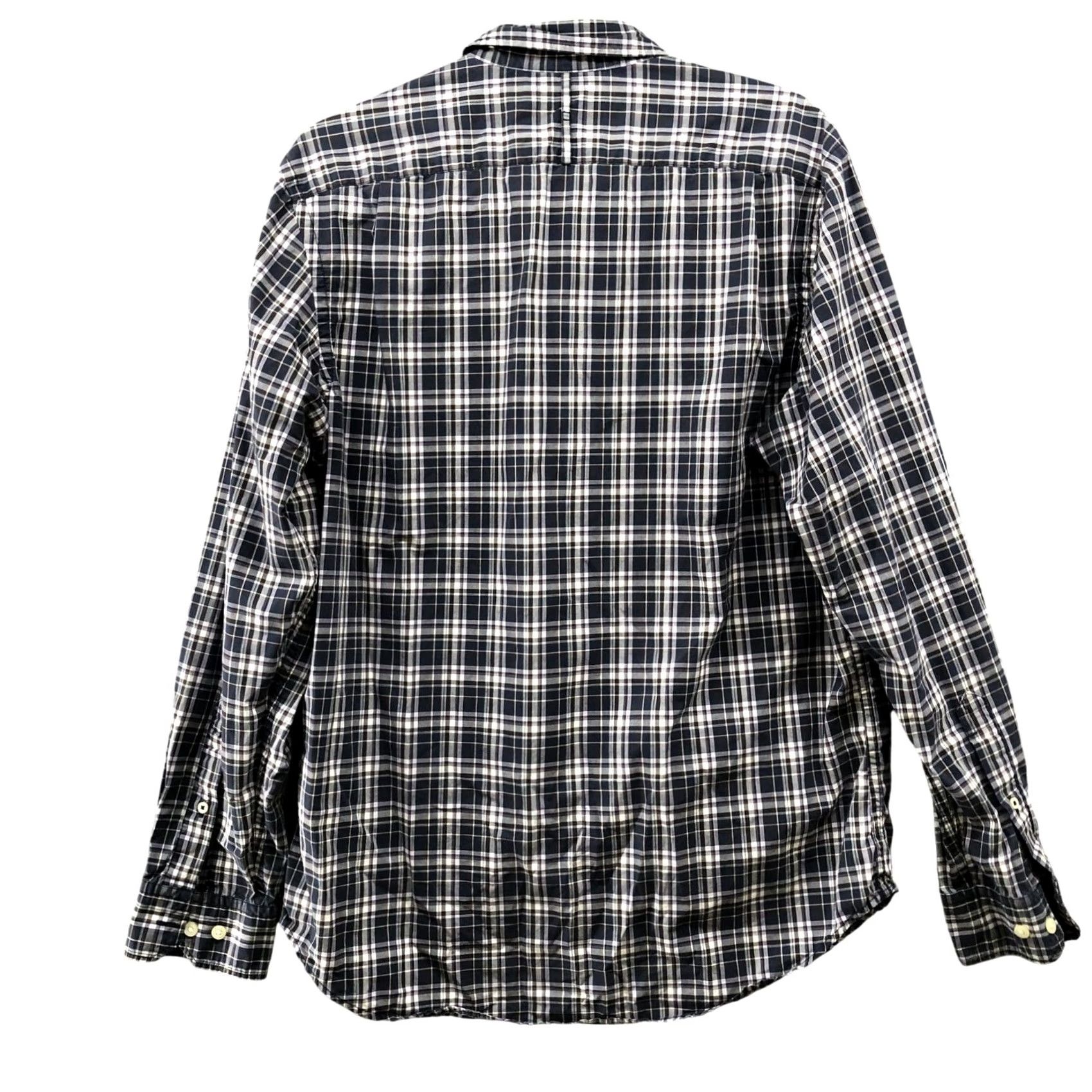 Banana Republic Banana Republic Shirt Mens M Slim Fit Navy Blue White Plaid Button-Up Long Sleeve Shirt Size US M / EU 48-50 / 2 - 2 Thumbnail