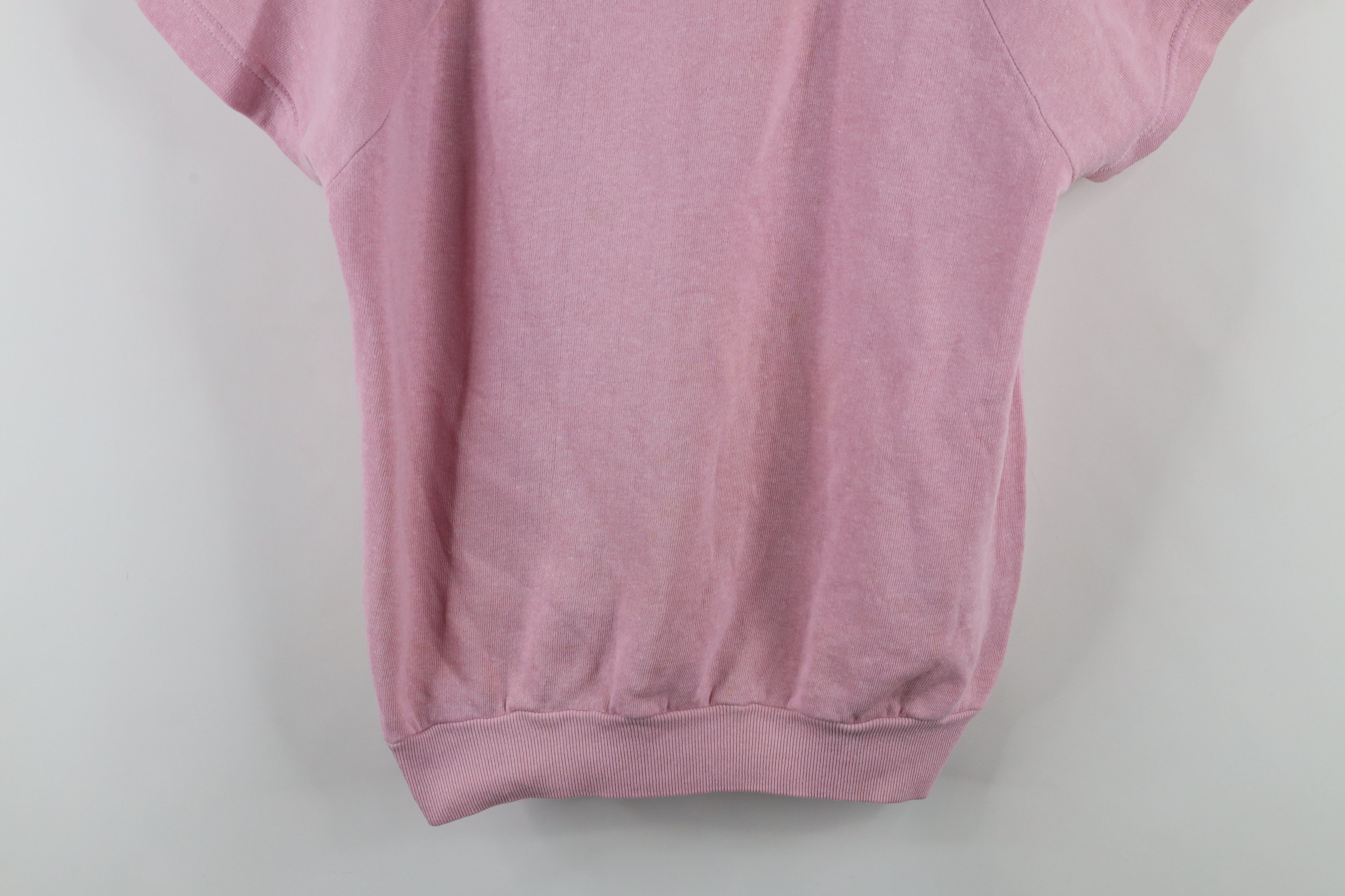 Vintage Vintage 90s Streetwear Seam Short Sleeve Sweatshirt Pink USA Size L / US 10 / IT 46 - 3 Thumbnail