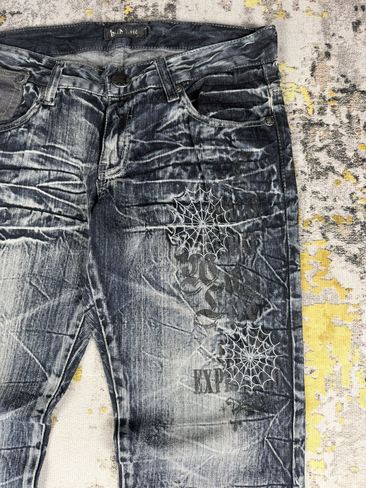 Tornado Mart 90s Vintage Flared Wild Life Clawmark Mudwash Jeans Size US 32 / EU 48 - 3 Thumbnail
