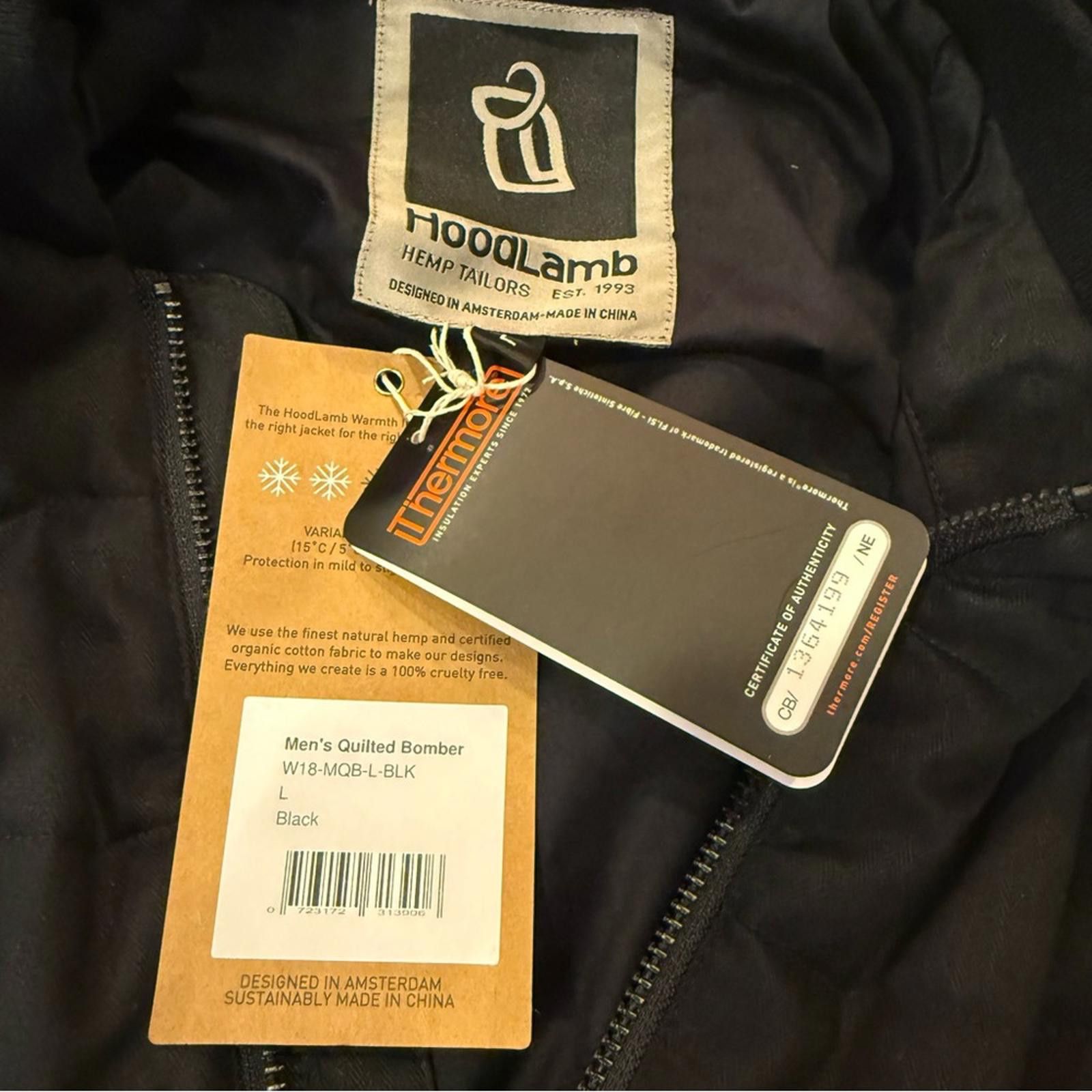 Hoodlamb Hoodlamb Hemp Tailors Mens Black QuiltedPuffer Jacket sz L Size US L / EU 52-54 / 3 - 6 Thumbnail
