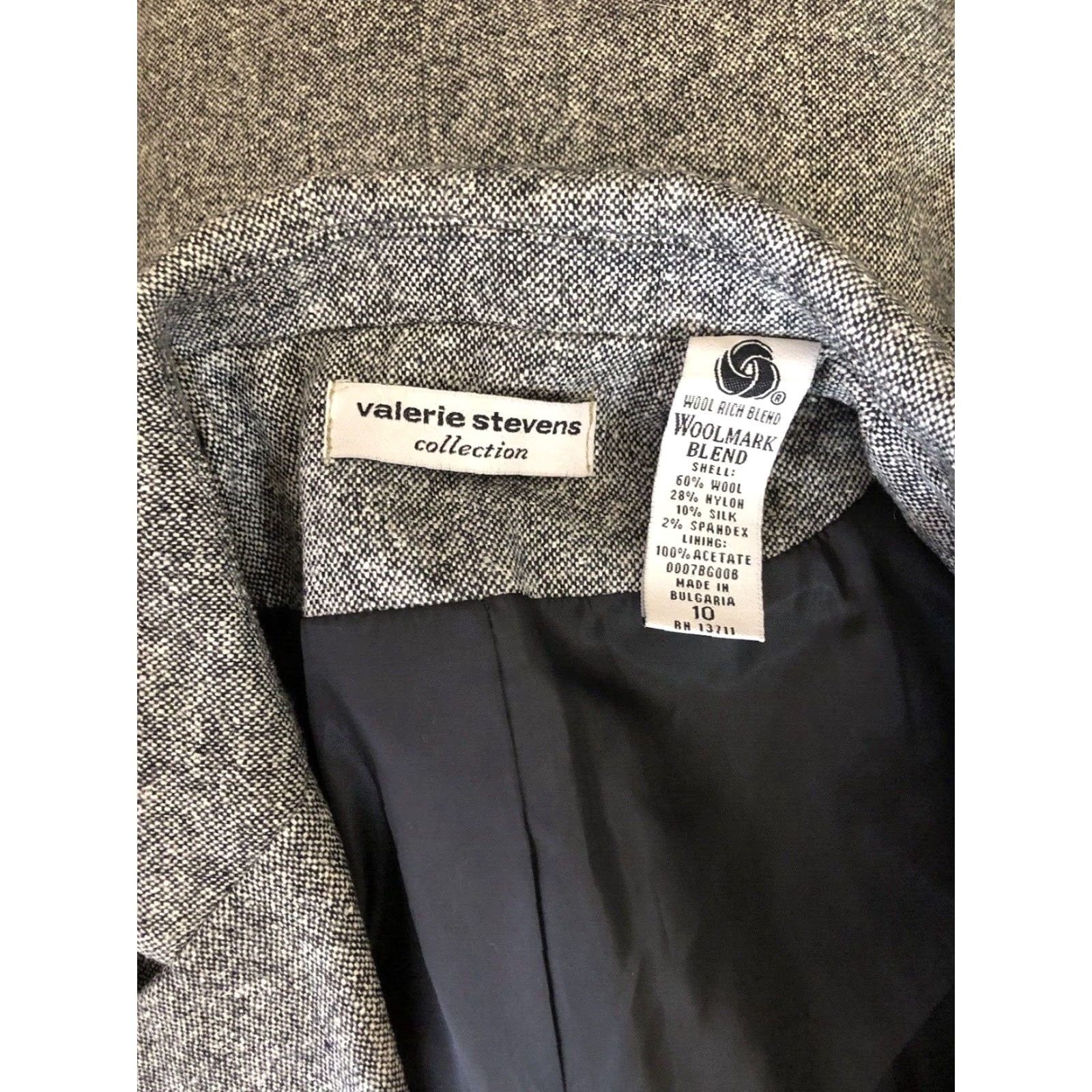 Vintage Valerie Stevens Jacket 10 gray wool silk blend pockets lined career work Size L / US 10 / IT 46 - 4 Thumbnail