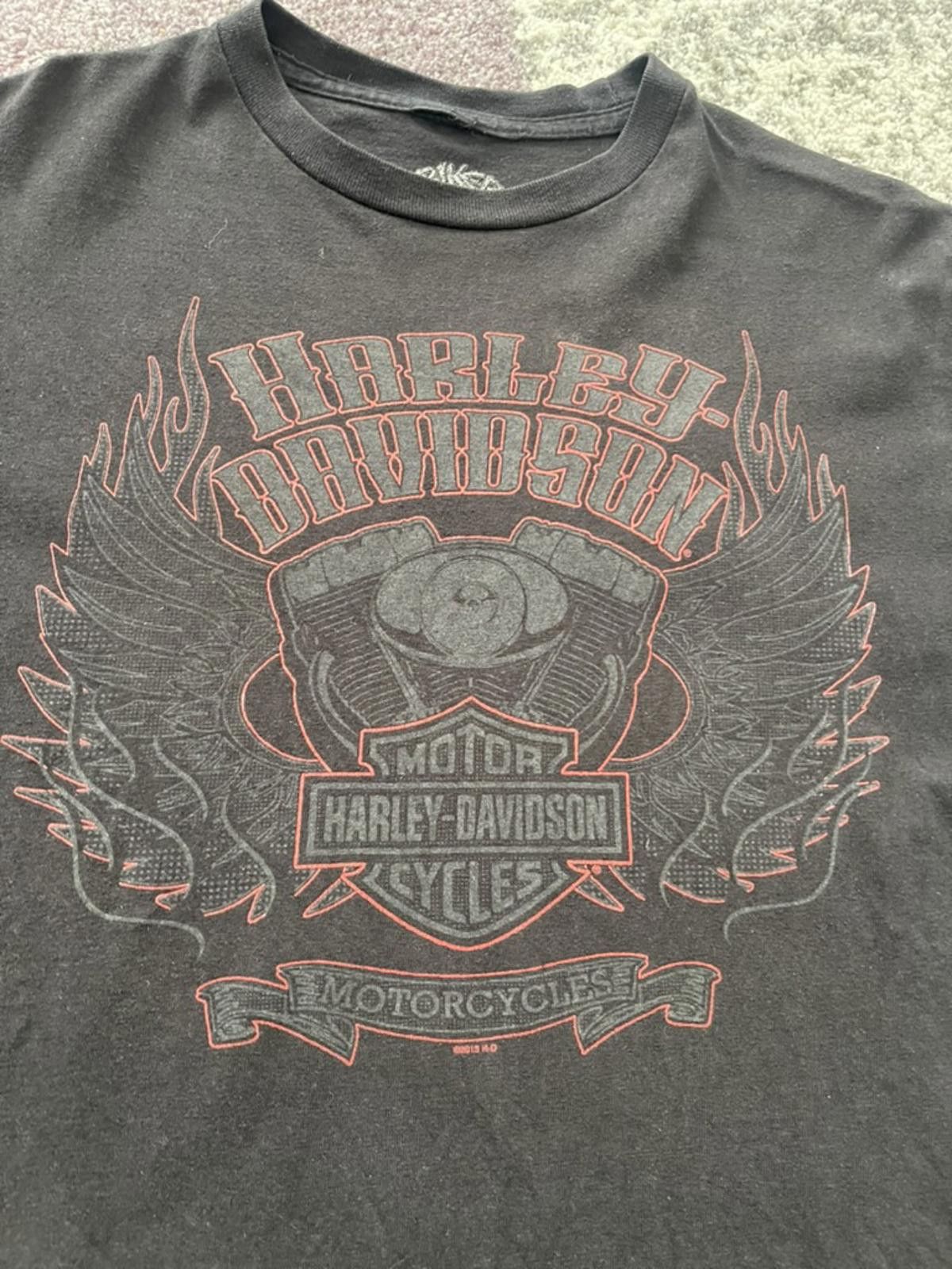 Harley Davidson Faded 2013 Harley-Davidson Flame Wing Tee – Biker Skull Tag Size US M / EU 48-50 / 2 - 2 Thumbnail