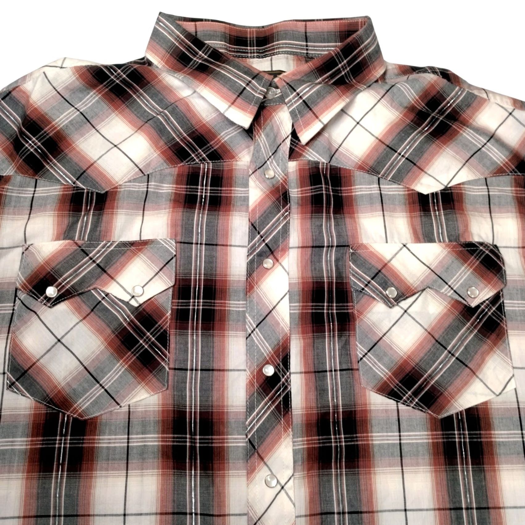 Vintage Rustler Shirt Men 3XL Brown Plaid Pearl Snap Western Sawtooth Cowboy Button-Up Short Sleeve Size US XXL / EU 58 / 5 - 2 Thumbnail