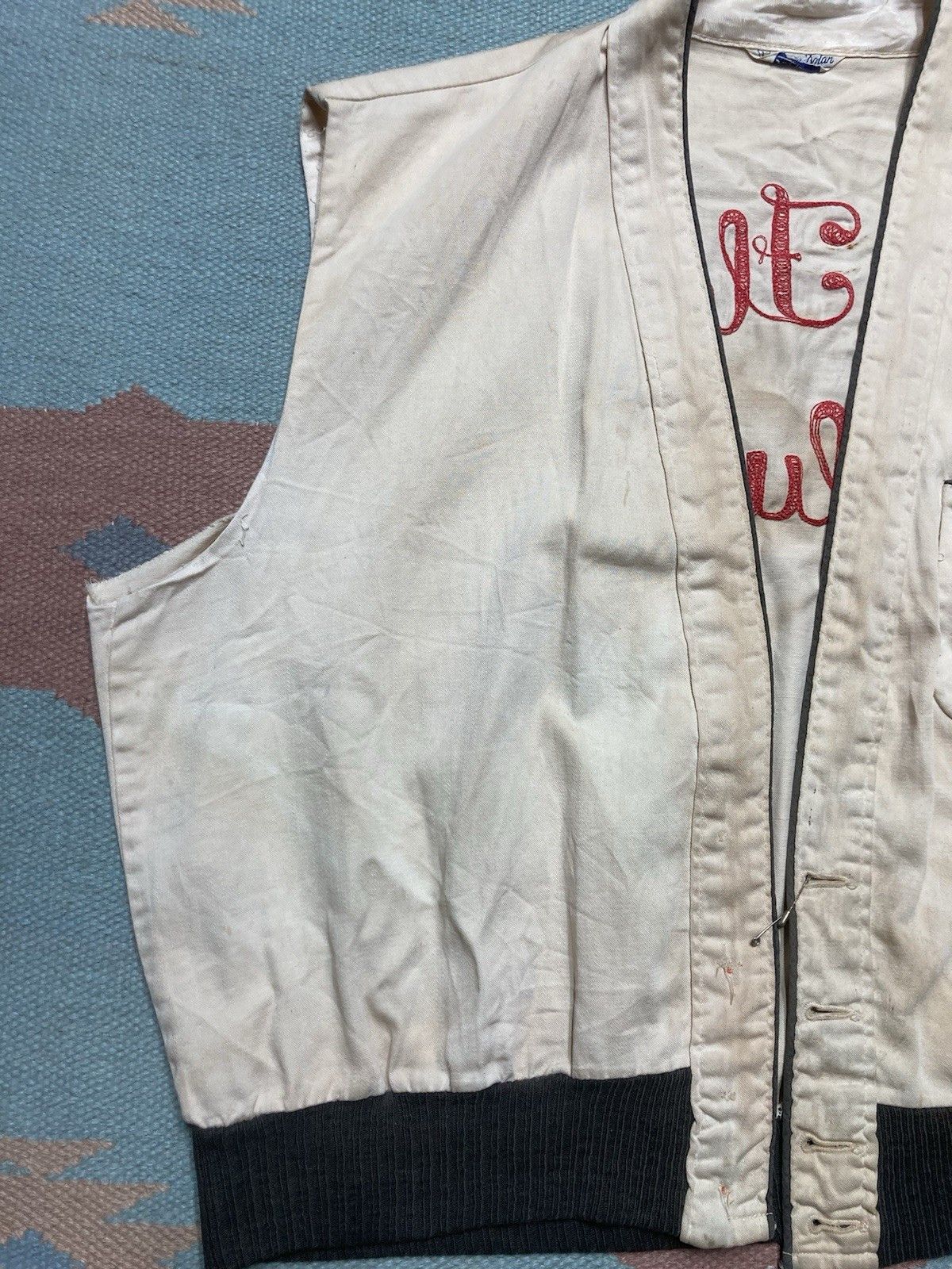 Vintage 1950s vest jacket chainstitch The Flame Club cotton Oscar L Size US L / EU 52-54 / 3 - 9 Thumbnail