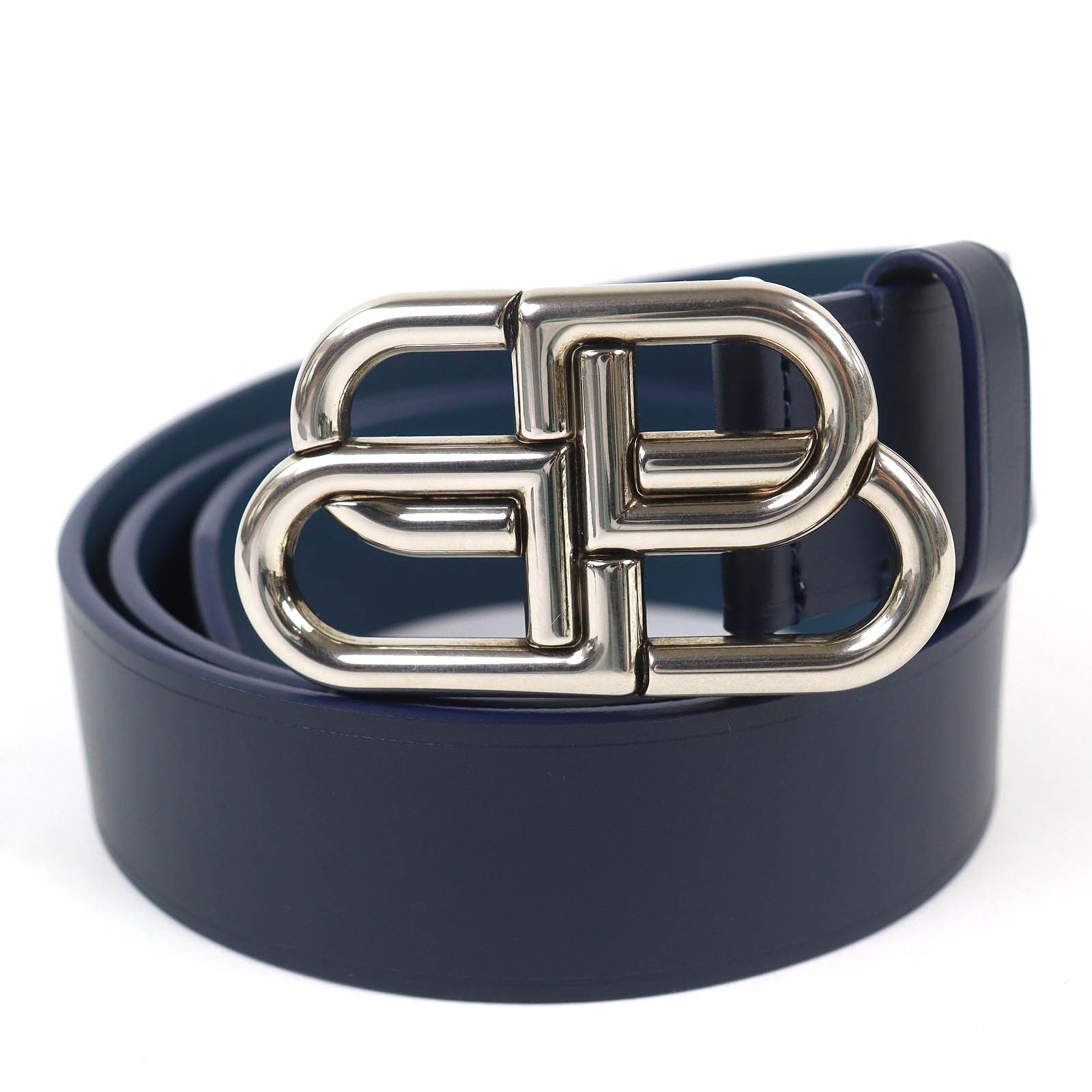 Balenciaga Balenciaga BB Logo Crocodile Belt Blue Silver  display picture 3