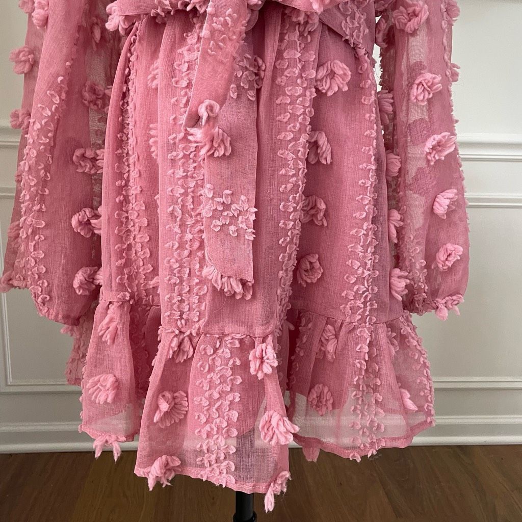 Other A.Calin Flying Tomato Pink Long Sleeve Pom Pom Mini Dress L Size L / US 10 / IT 46 - 4 Thumbnail